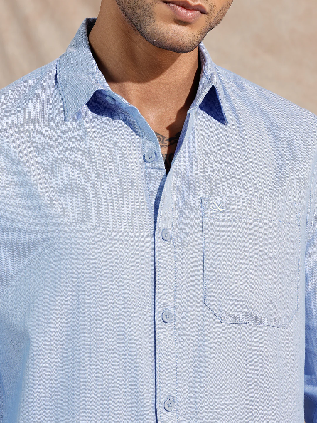 Herringbone Textured Shirt | Blue - Image 5