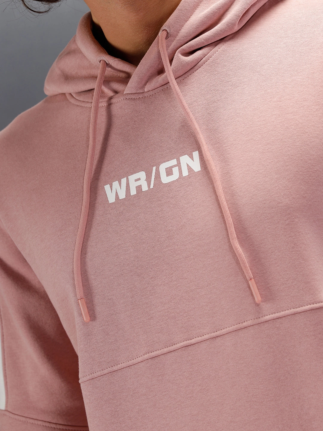 Hooded Cut&Sew Slim Fit Pullover | Pink - Image 5
