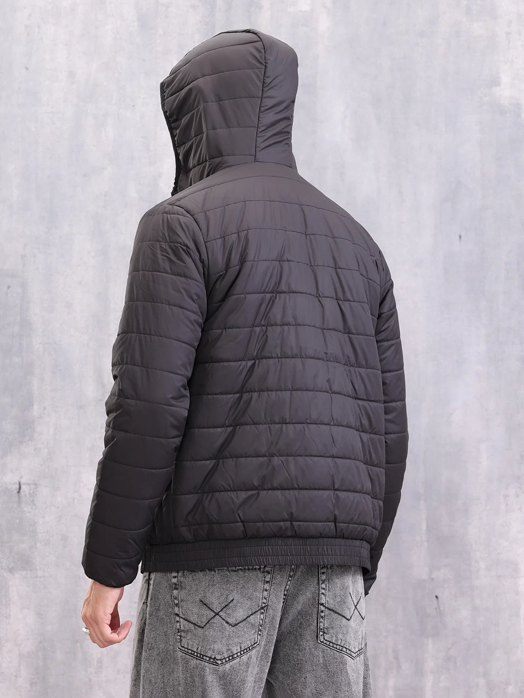 Hooded Puffer Bomber Jacket | Black - Image 3
