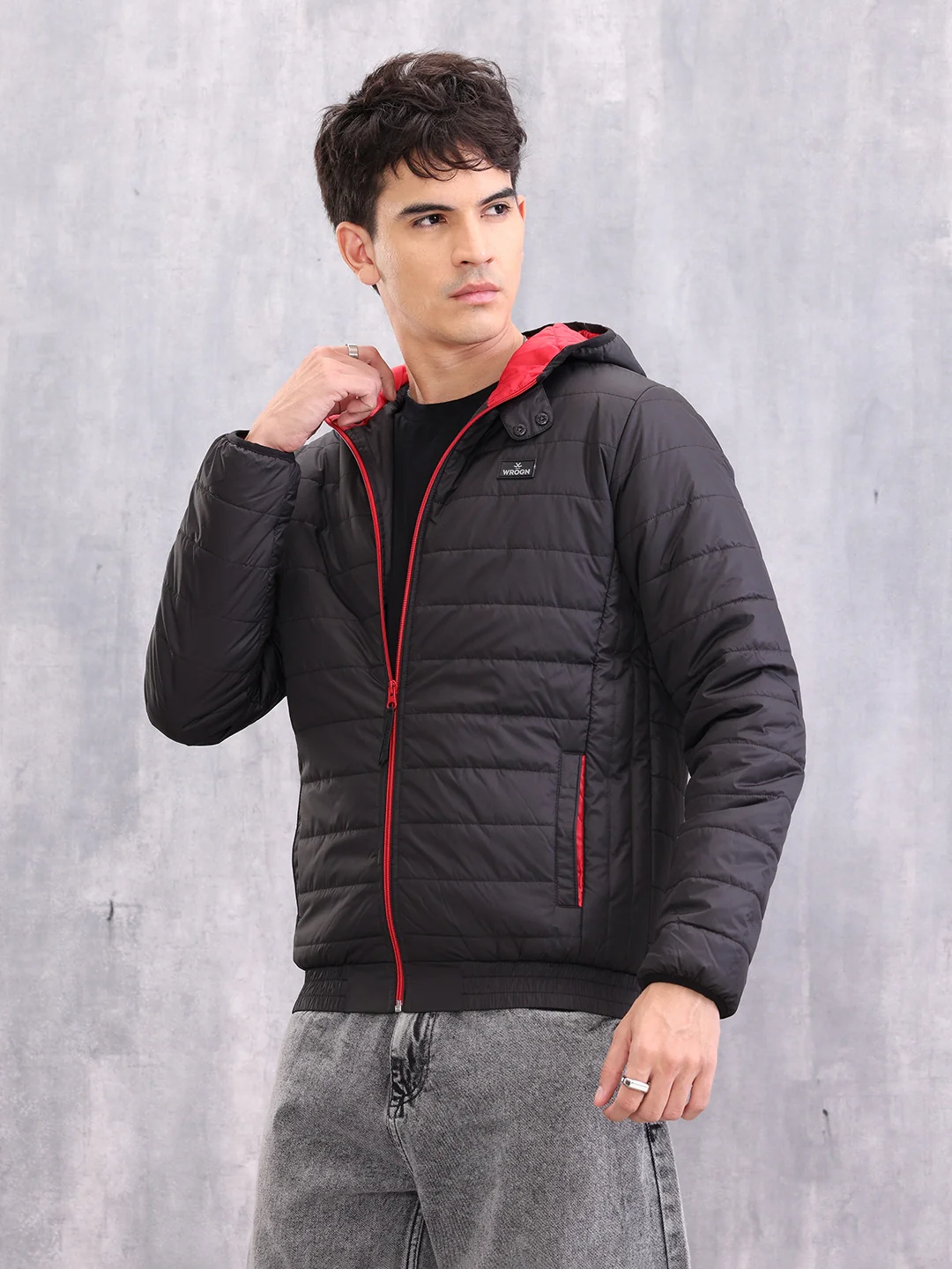 Hooded Puffer Bomber Jacket | Black - Image 4