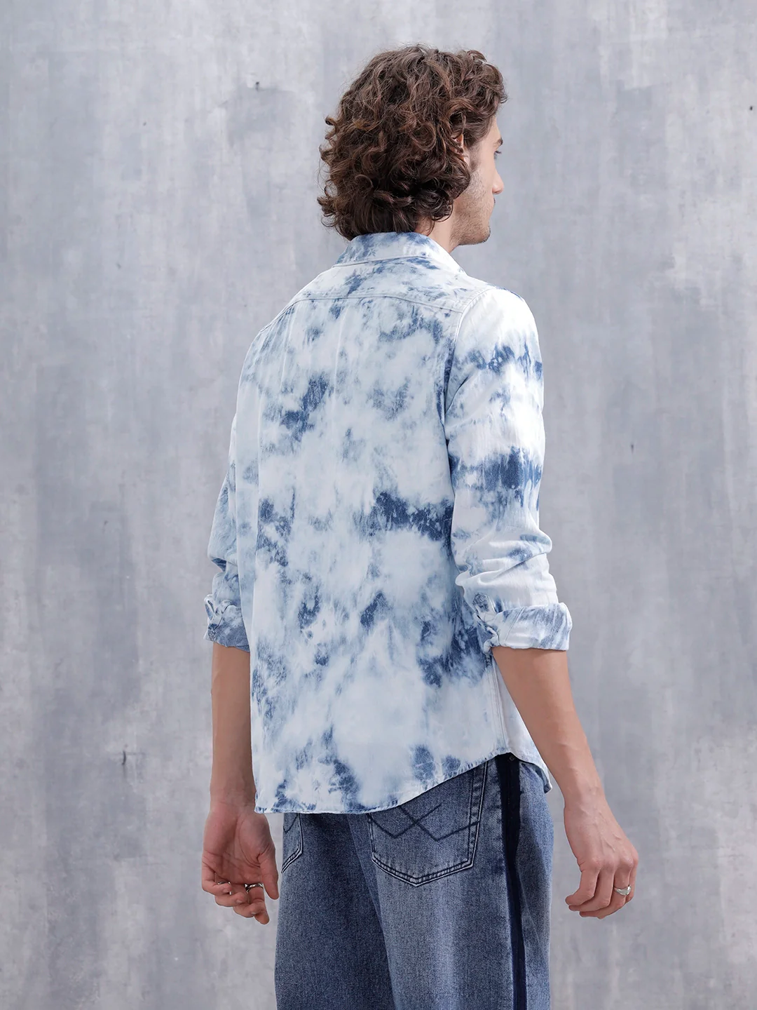 Ice Cloud Wash Slim Fit Denim Shirt | Blue - Image 4