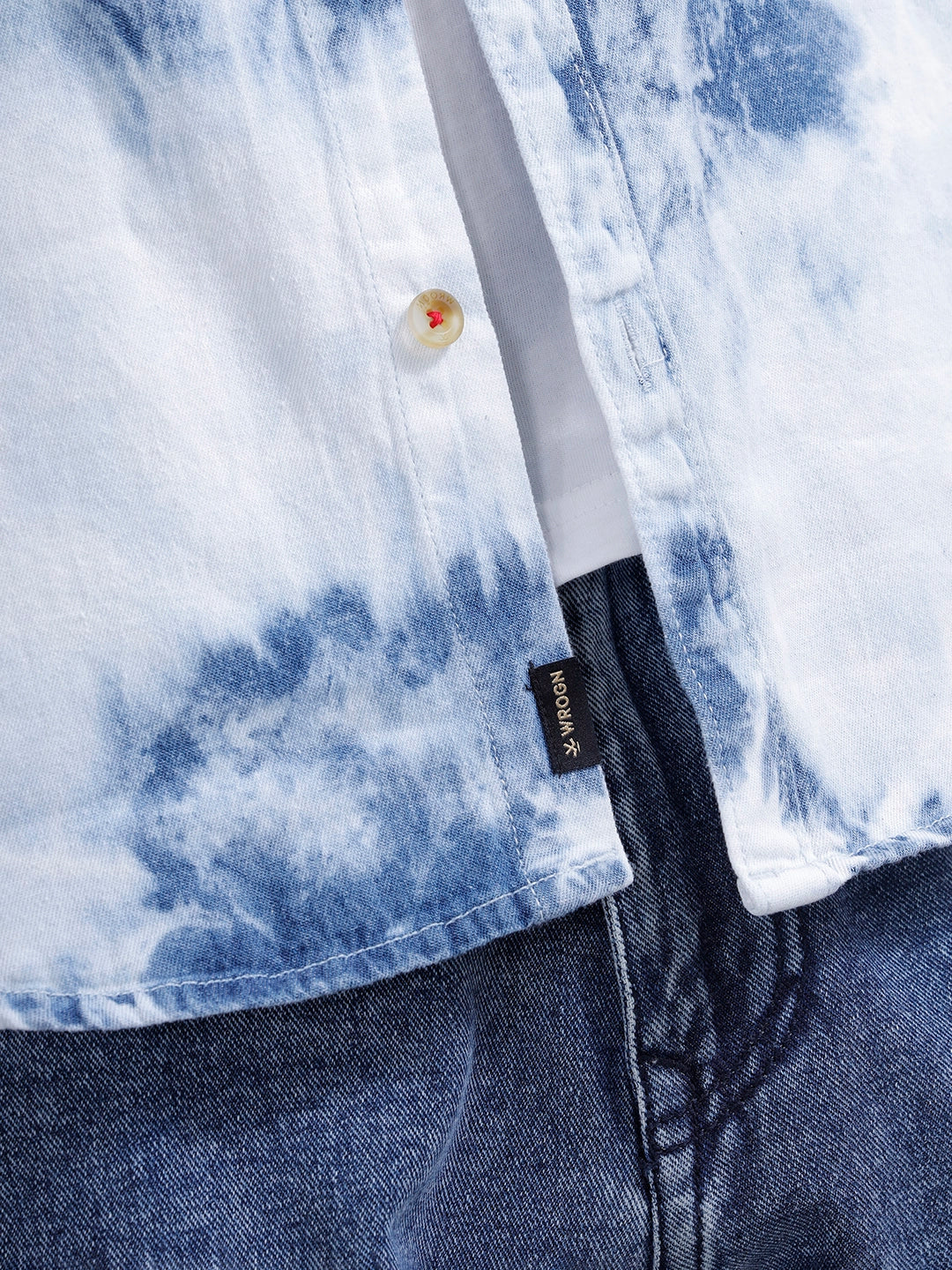 Ice Cloud Wash Slim Fit Denim Shirt | Blue - Image 5
