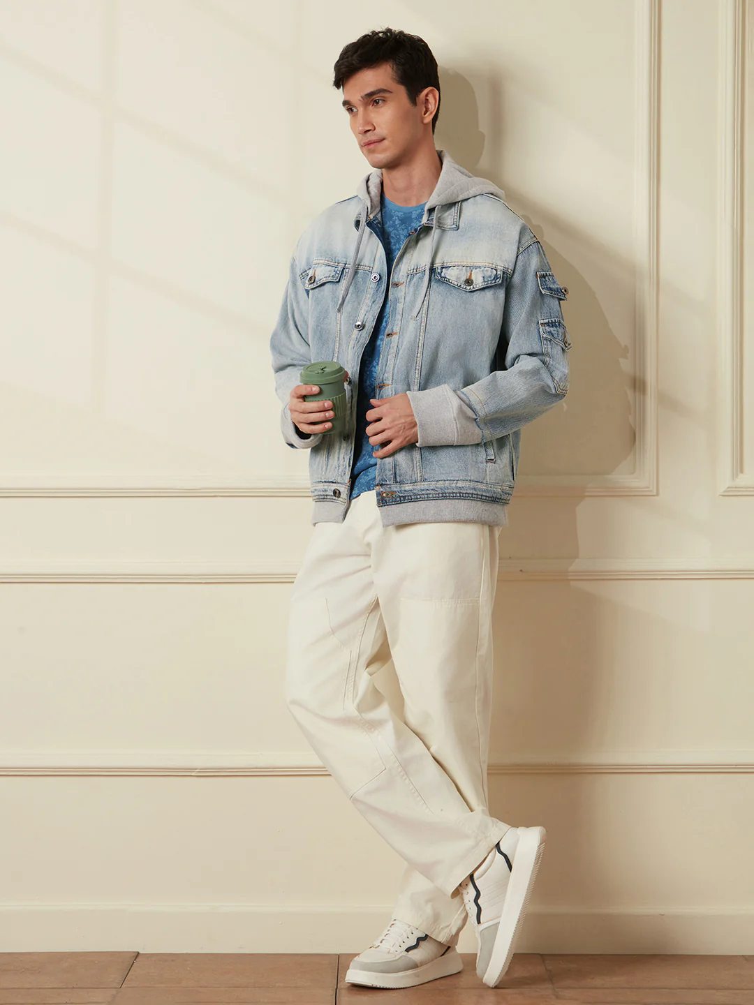 Oversized Hooded Trucker Jacket | Blue - Image 4