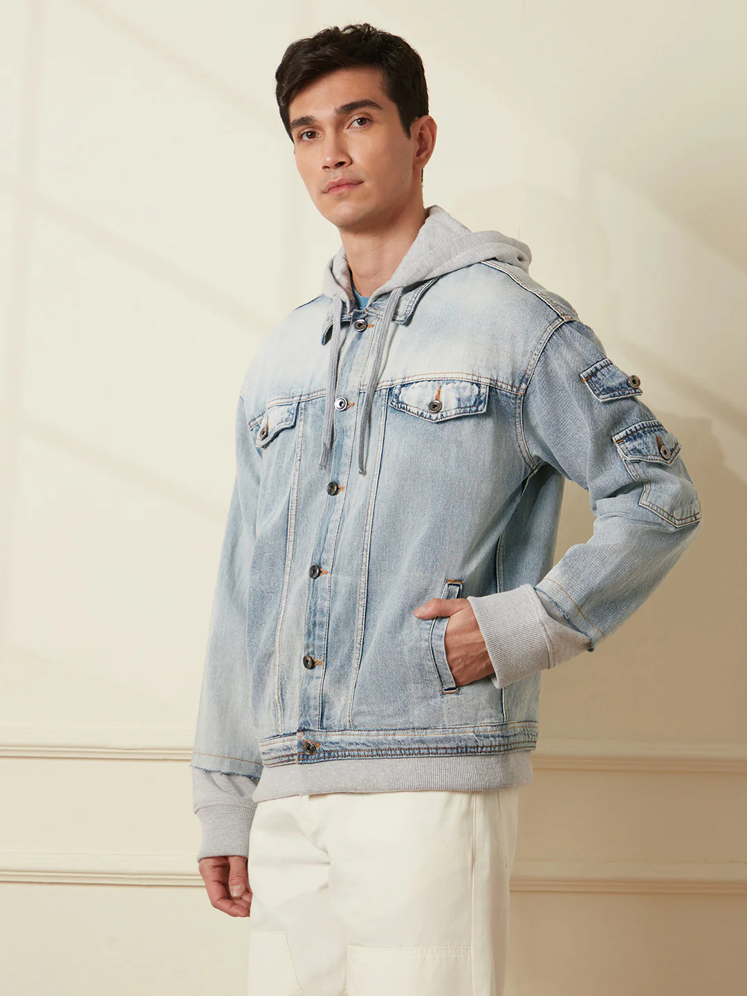 Oversized Hooded Trucker Jacket | Blue - Image 6