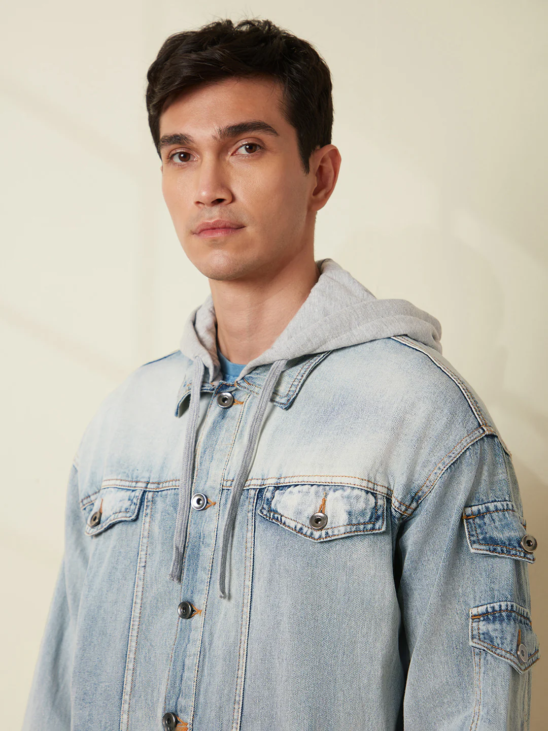 Oversized Hooded Trucker Jacket | Blue - Image 7