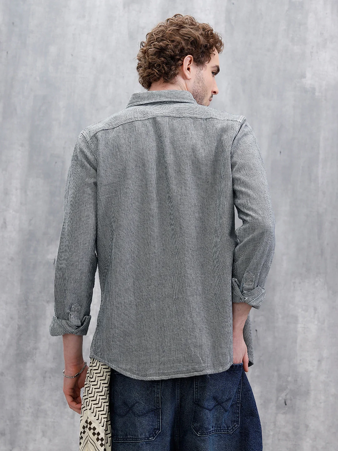 Indigo Micro Striped Shirt | Black - Image 3