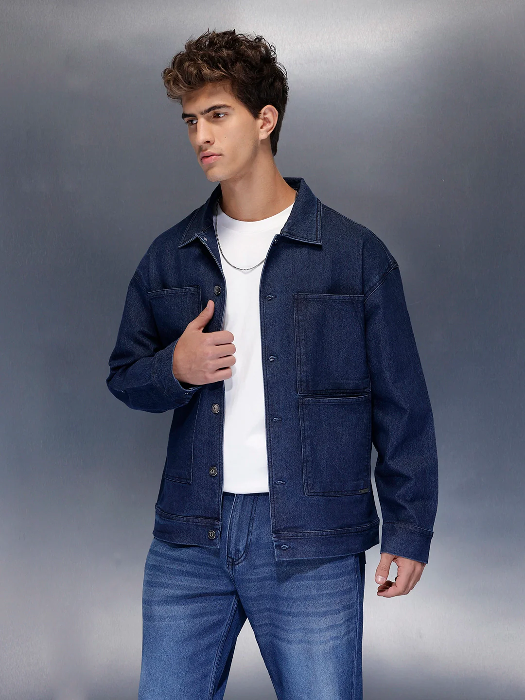 Indigo Structured Overshirt | Blue - Image 4