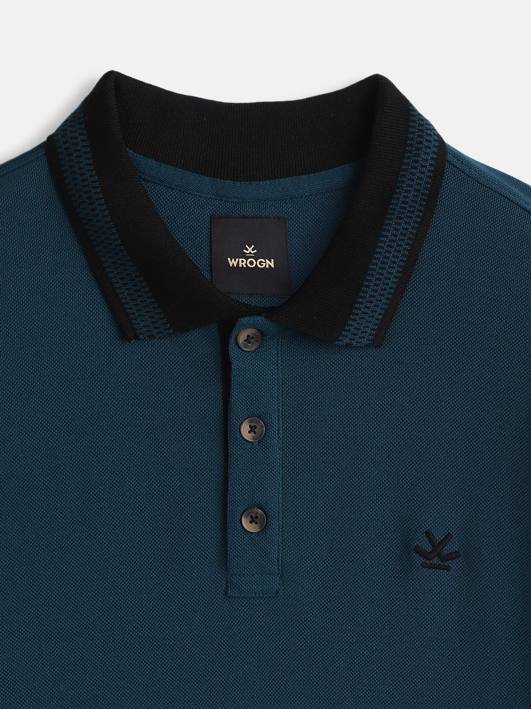 Jacquard Collar Pique Polo T-Shirt | Teal - Image 3
