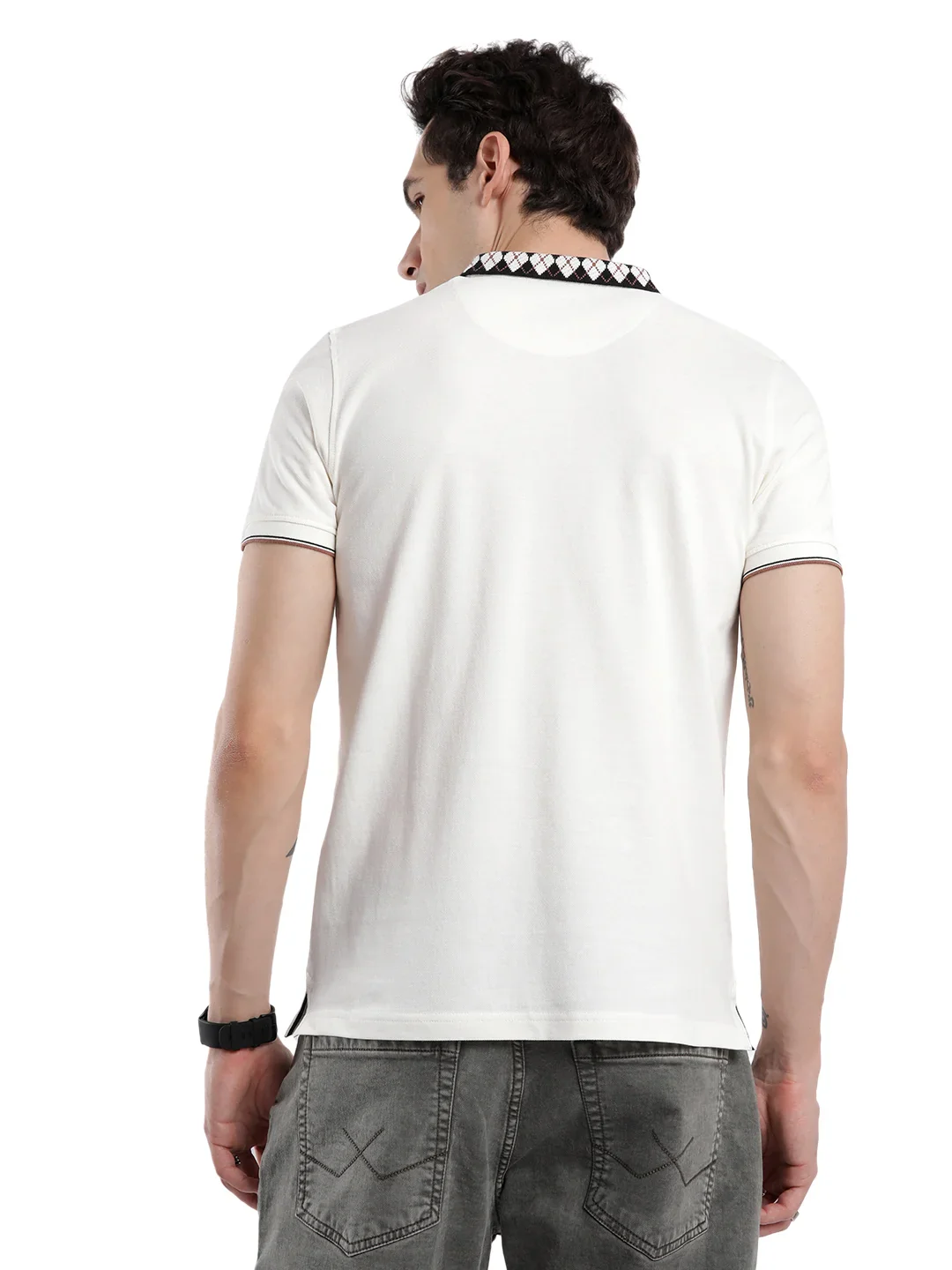Jacquard Collar Polo T-Shirt - Image 3