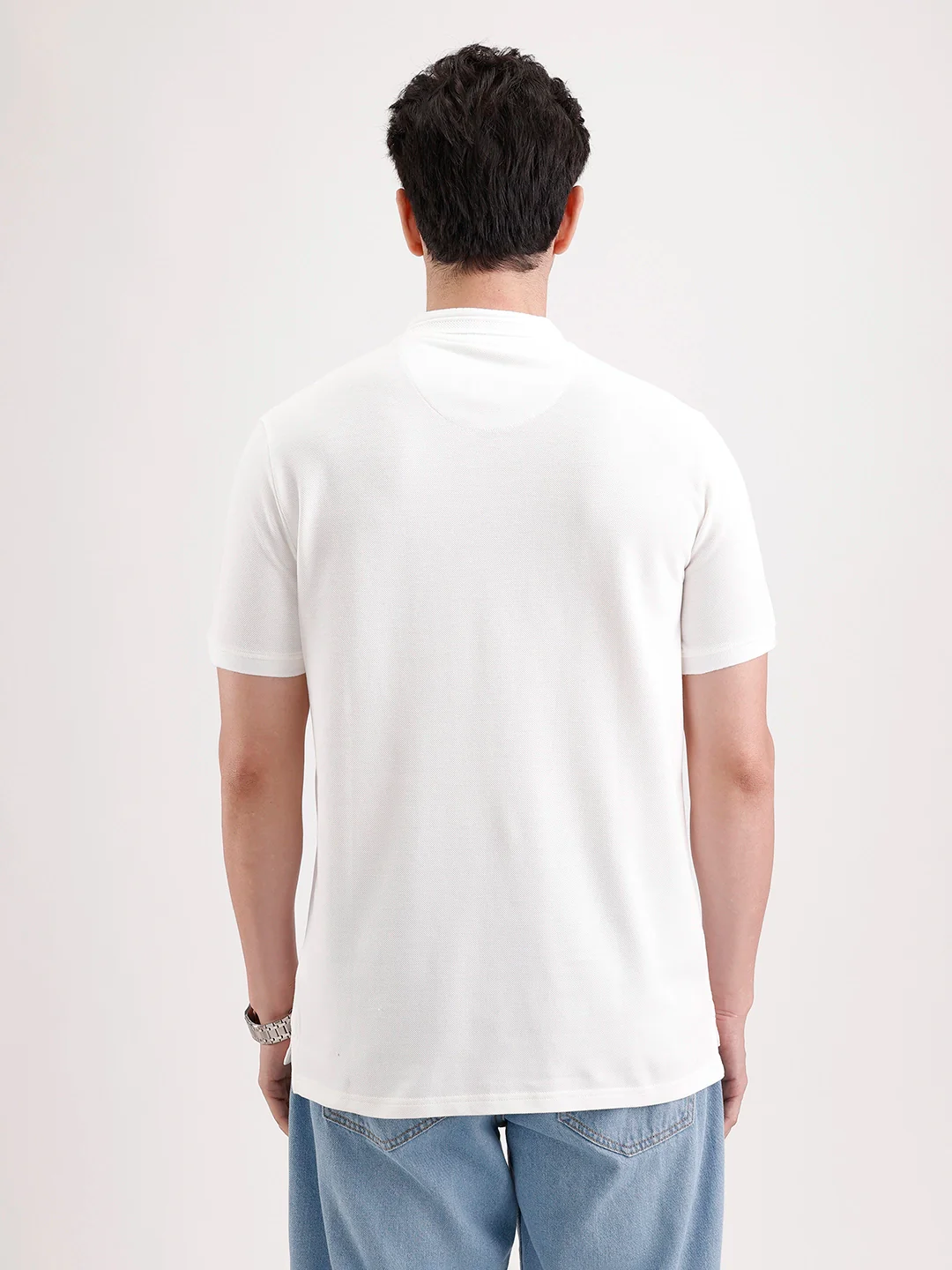Jacquard Collar Polo T-Shirt  | Off White - Image 3