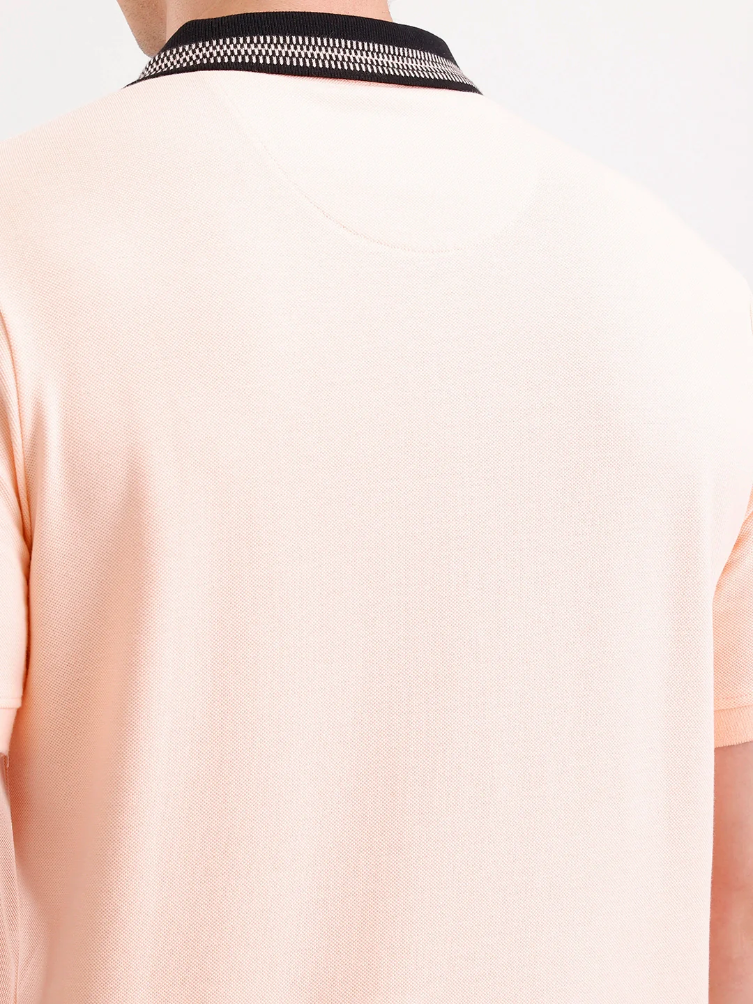 Jacquard Collar Polo T-Shirt  | Peach - Image 5