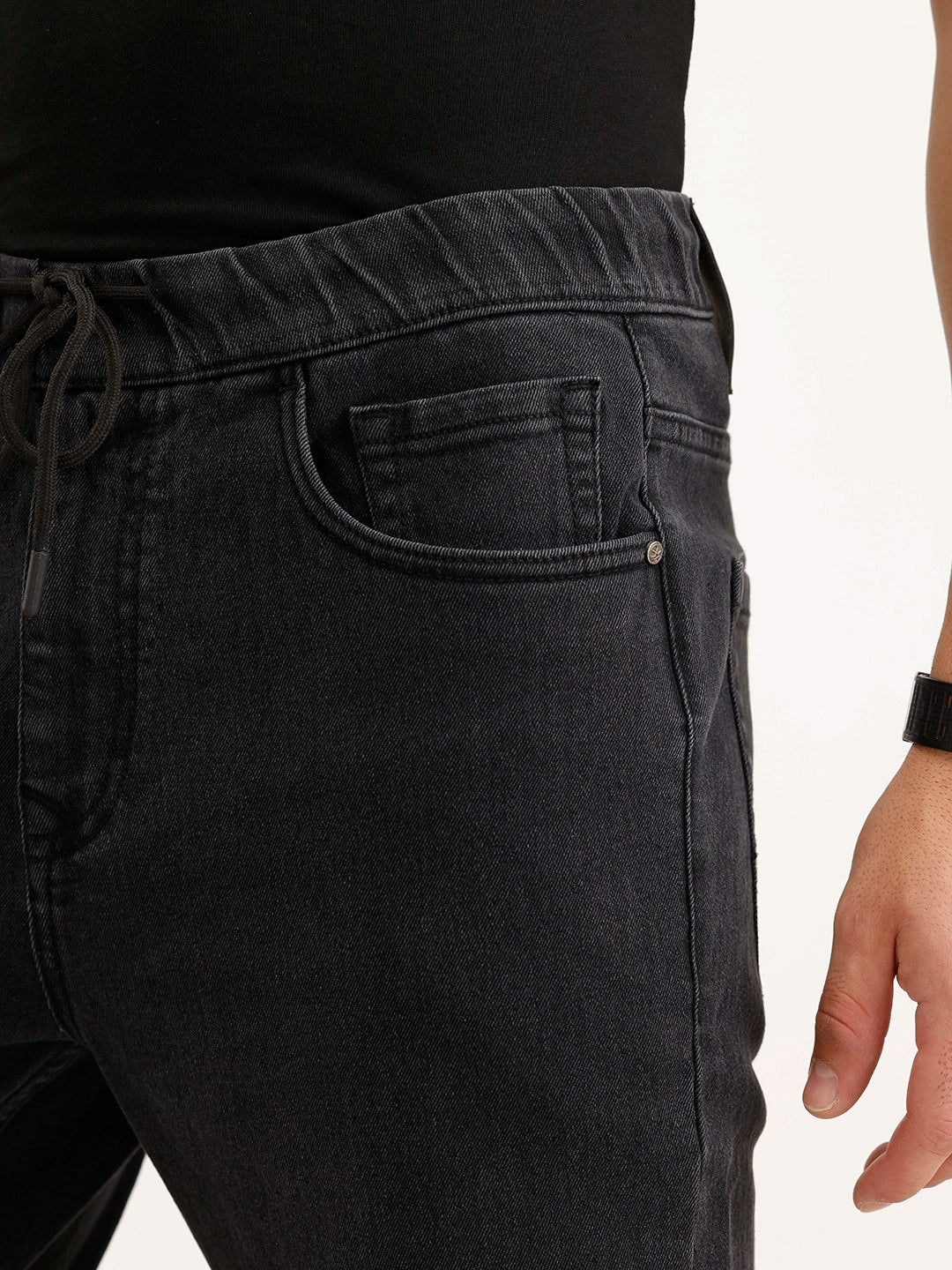 Jogger Fit Denim Jeans | Black - Image 6