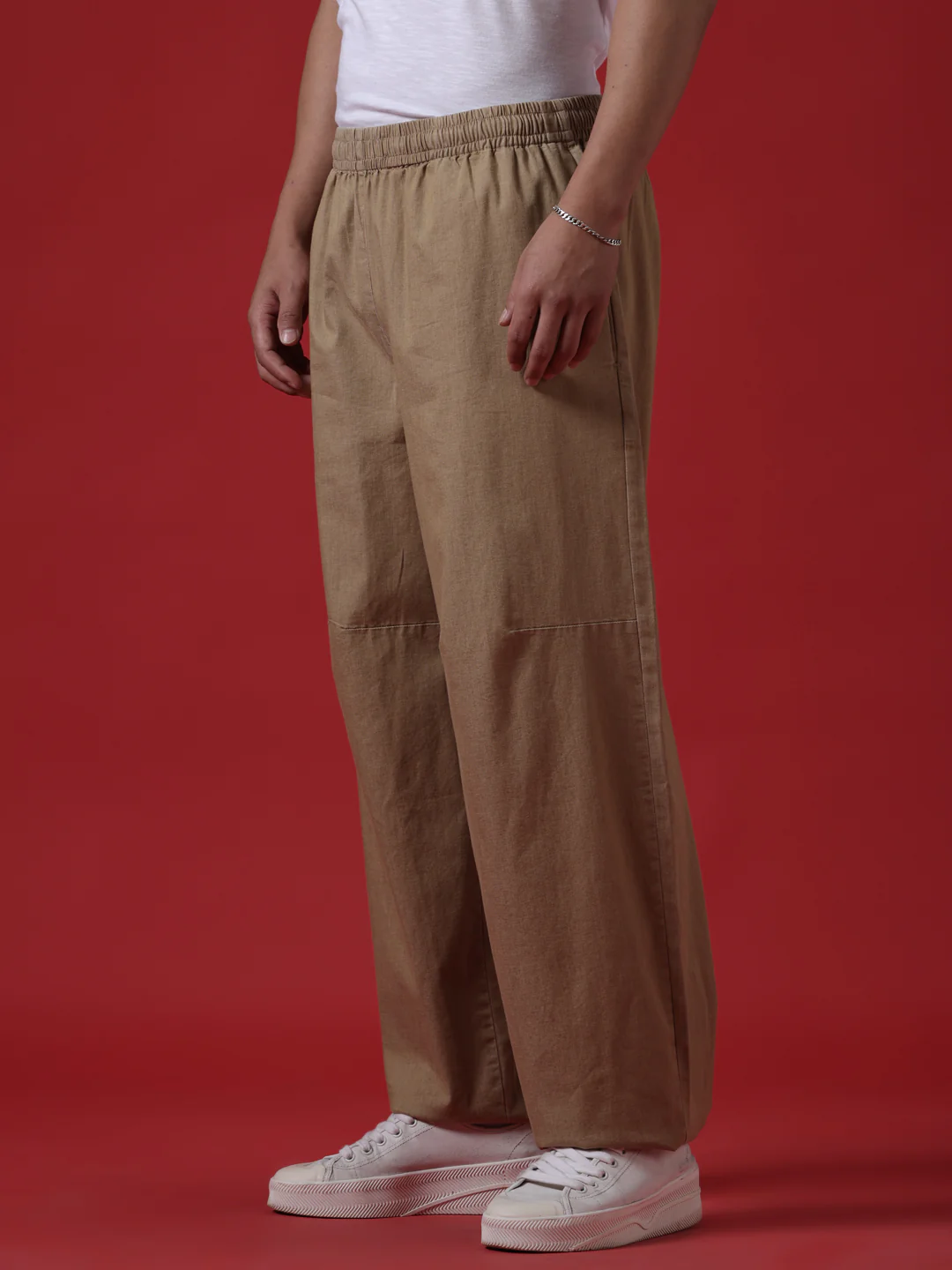 Khaki Dyed Loose Fit Trousers - Image 4
