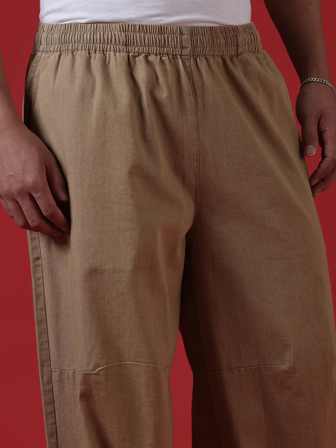 Khaki Dyed Loose Fit Trousers - Image 5