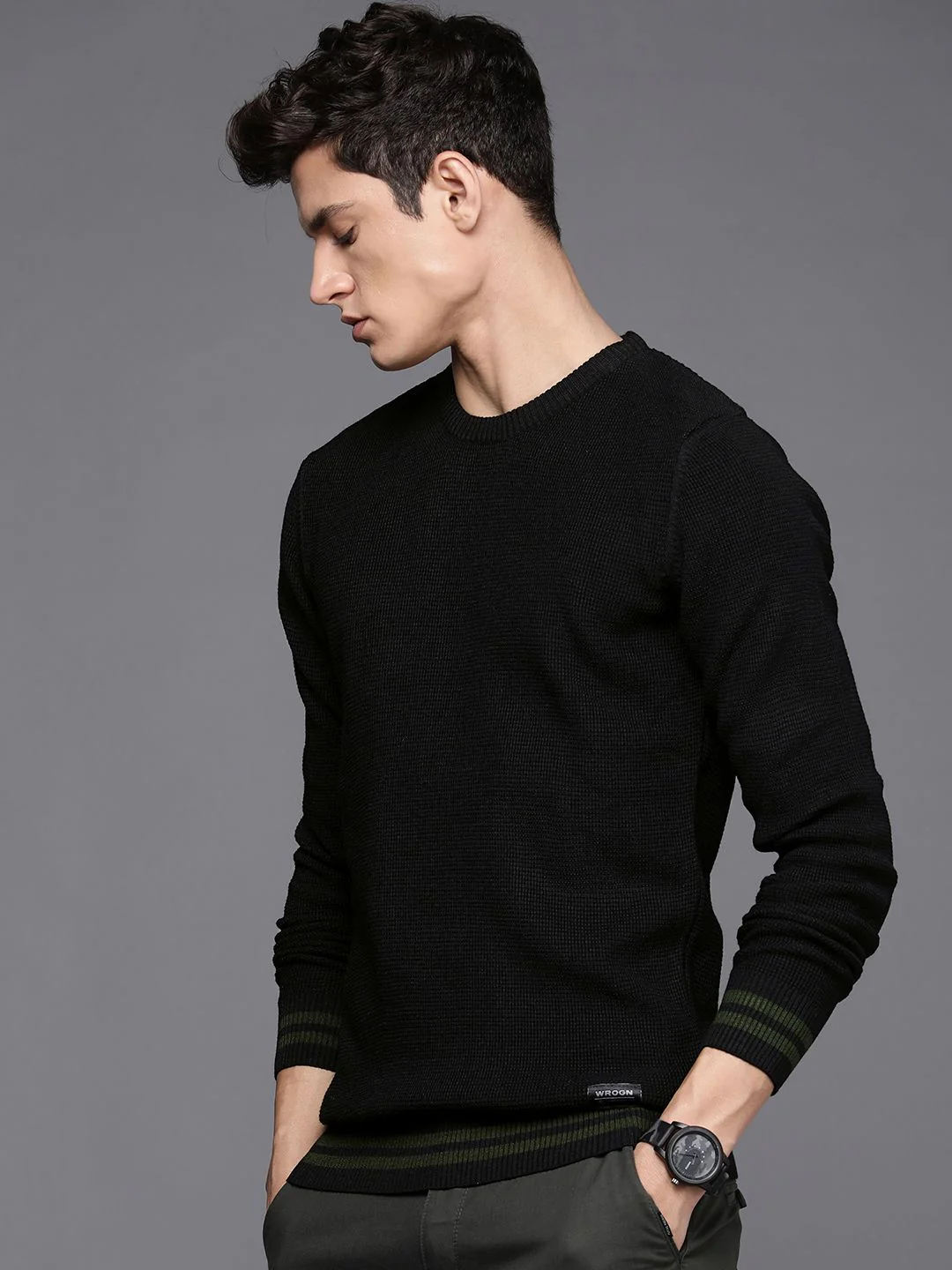 Knit Black Full Sleeve Sweater - Image 4