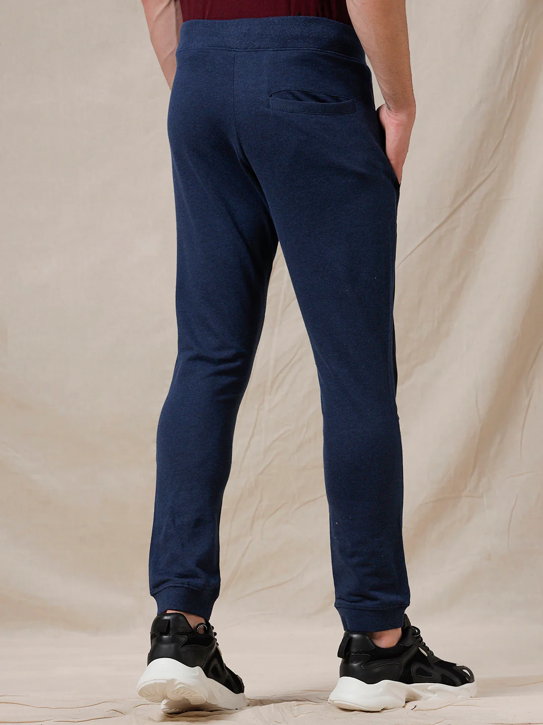 Knit Navy Blue Jogger With Stripe - Image 3