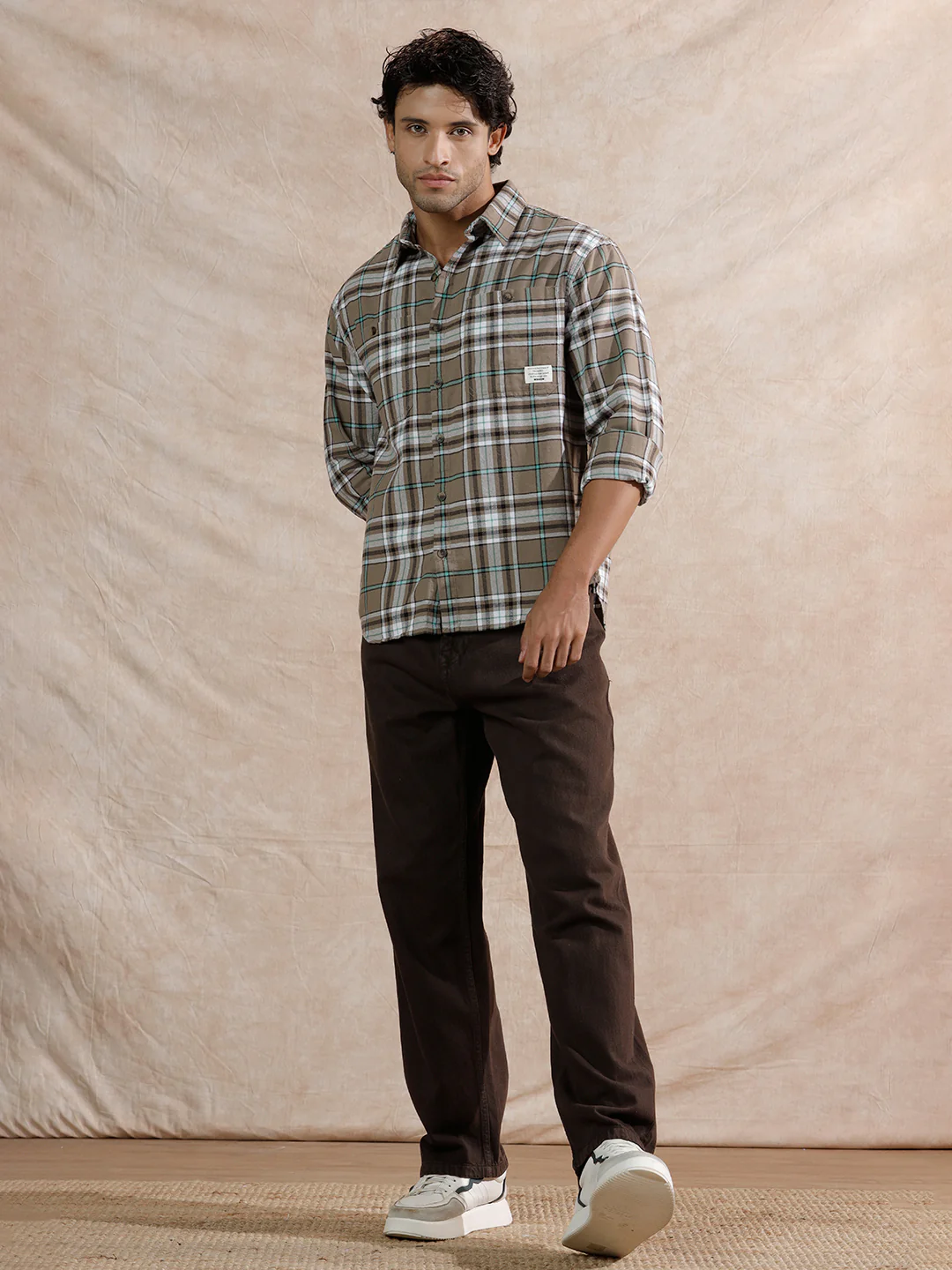 Large Scale Checked Shirt | Brown - Image 2