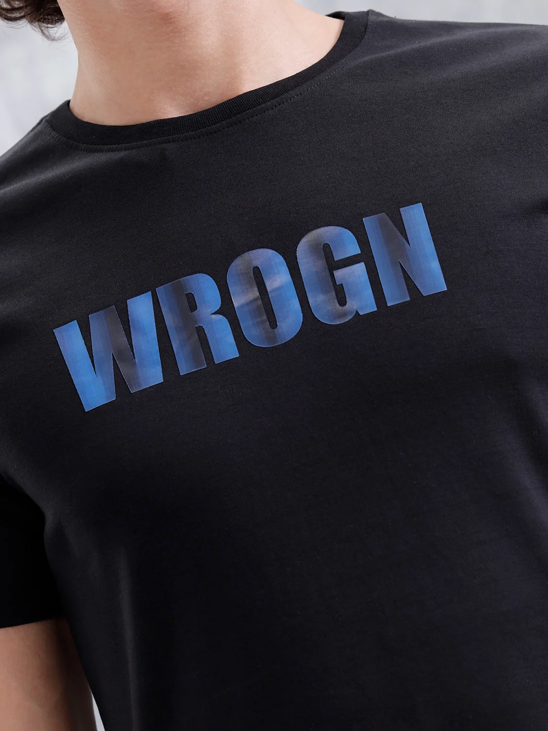 Laser Cut Lenticular Print Slim Fit Cotton T-Shirt | Black - Image 5