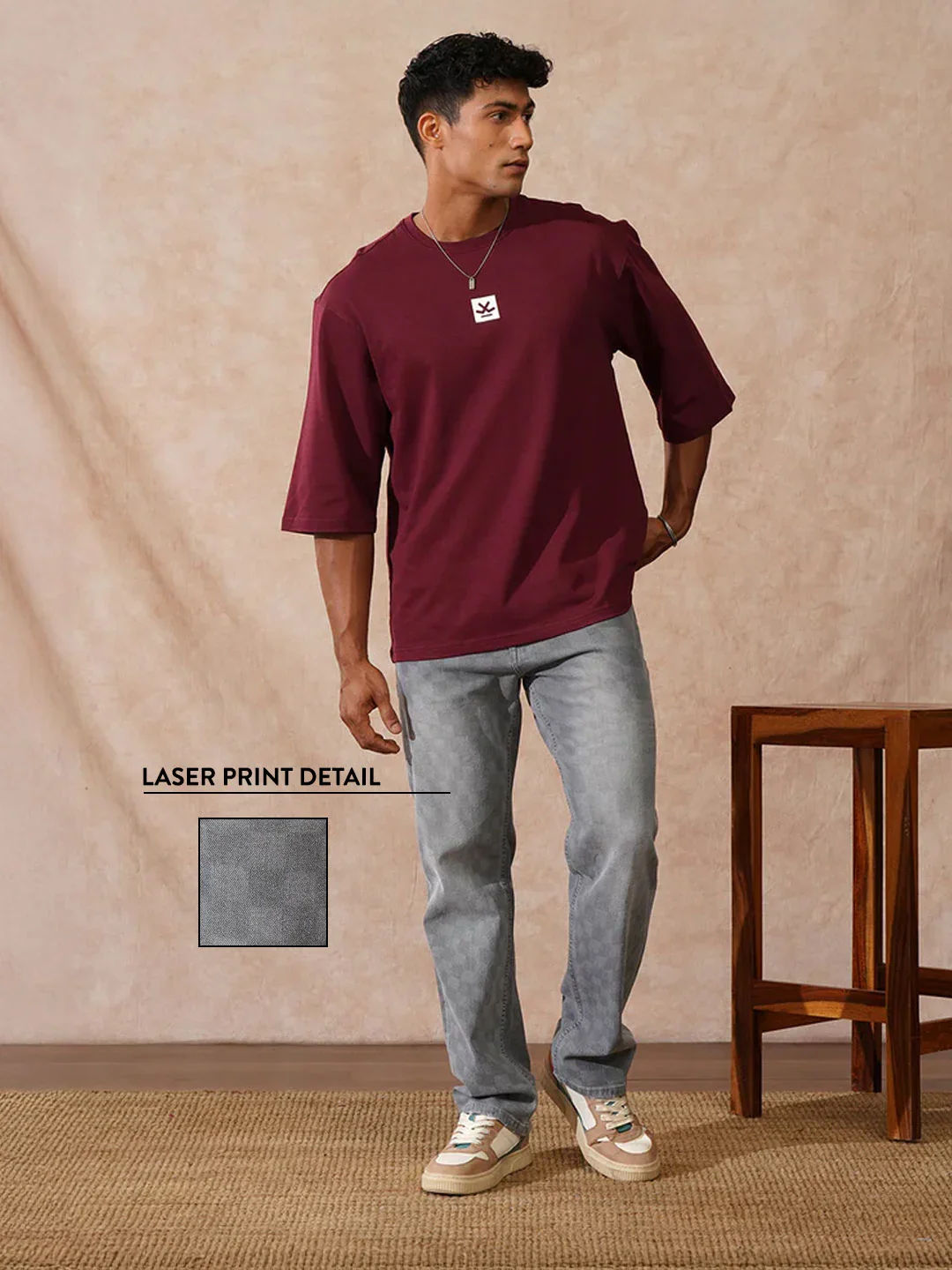 Laser Print Anti Fit Jeans | Grey - Image 2