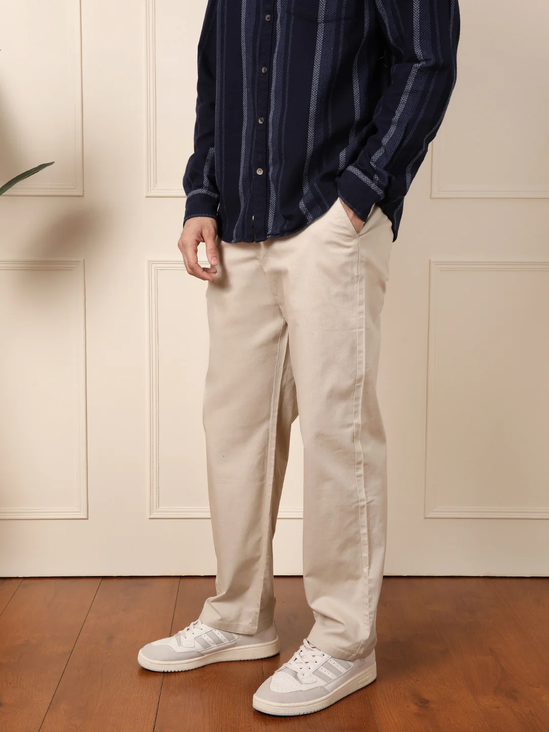 Loose Fit Linen Blend Trouser | Beige - Image 4