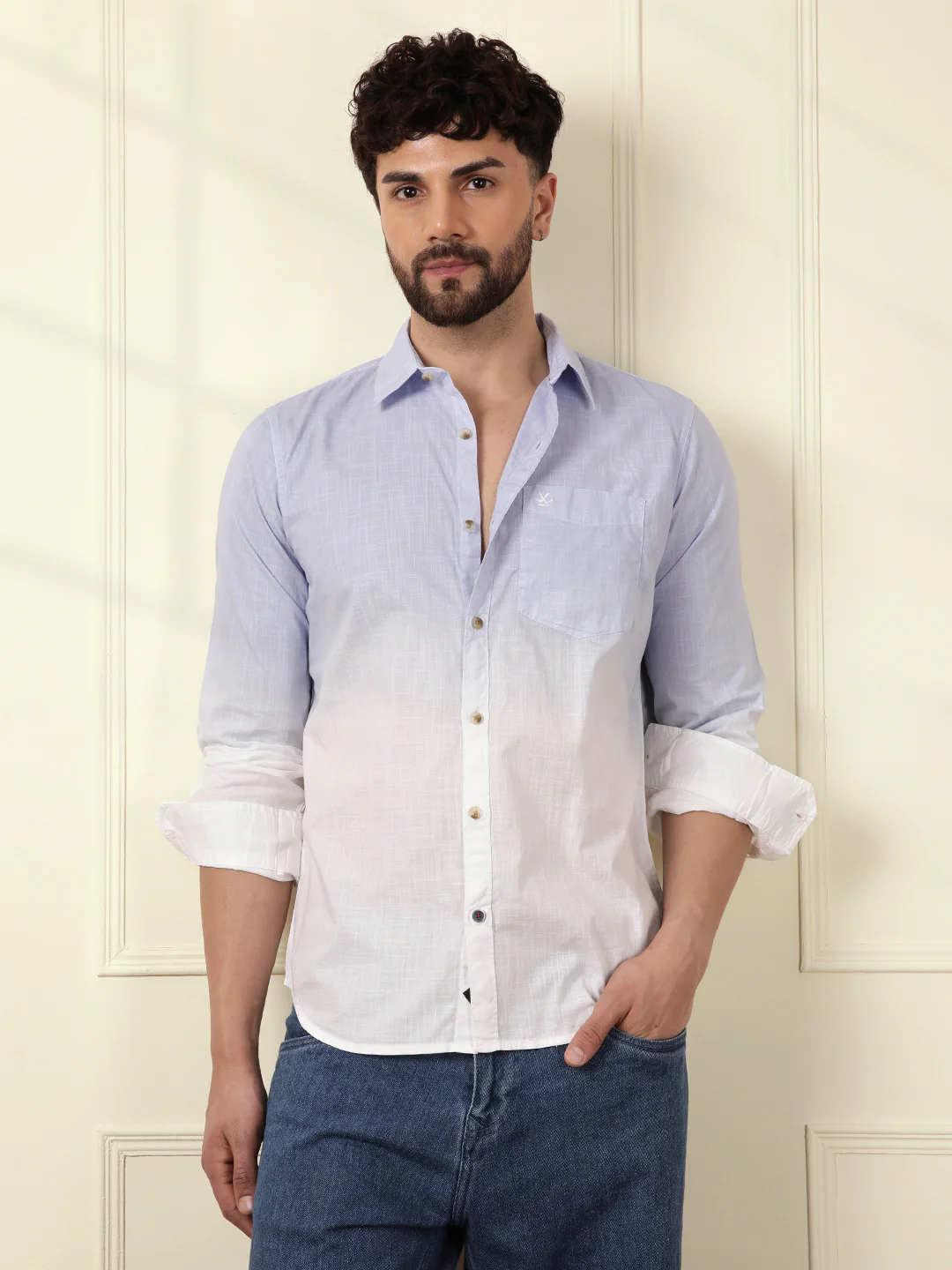 Casual Ombre Washed Shirt | Light Blue - Image 2