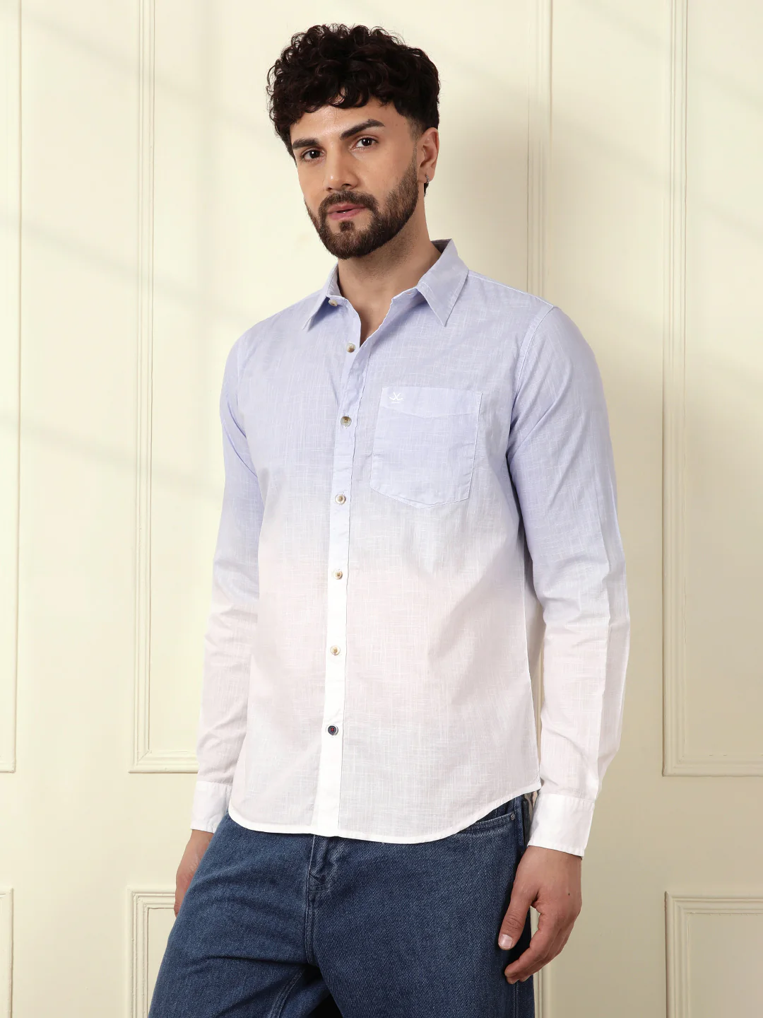 Casual Ombre Washed Shirt | Light Blue - Image 5