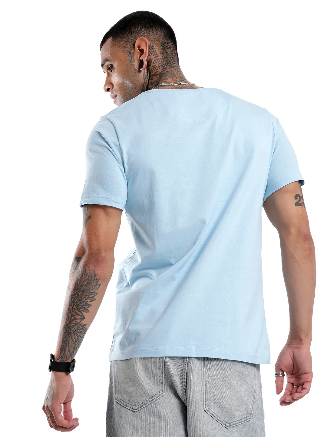Light Blue Maze Printed T-Shirt - Image 3
