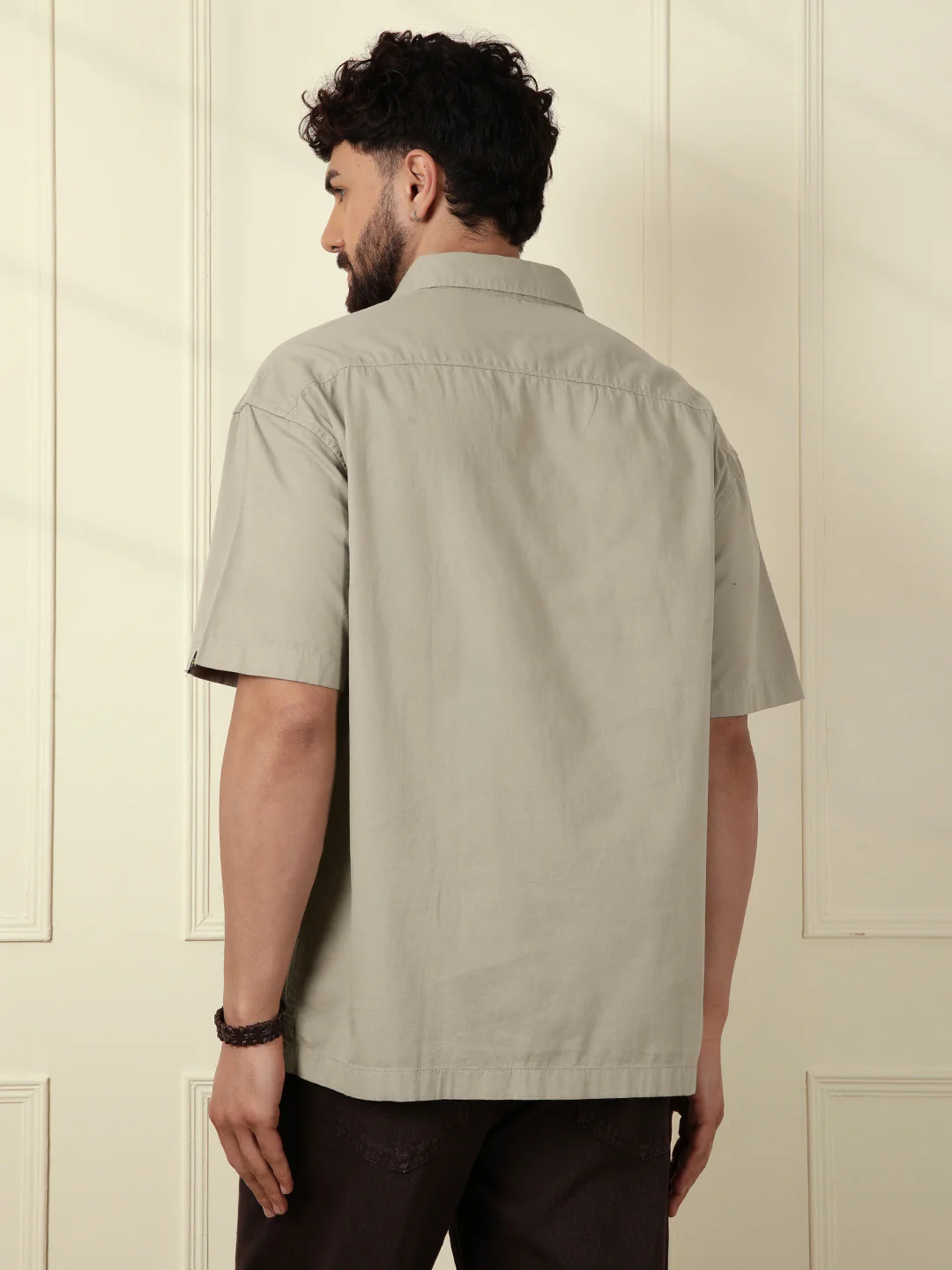 Popover Oversized Fit Shirt | Brown - Image 3