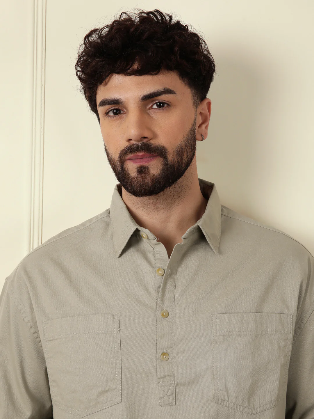 Popover Oversized Fit Shirt | Brown - Image 5