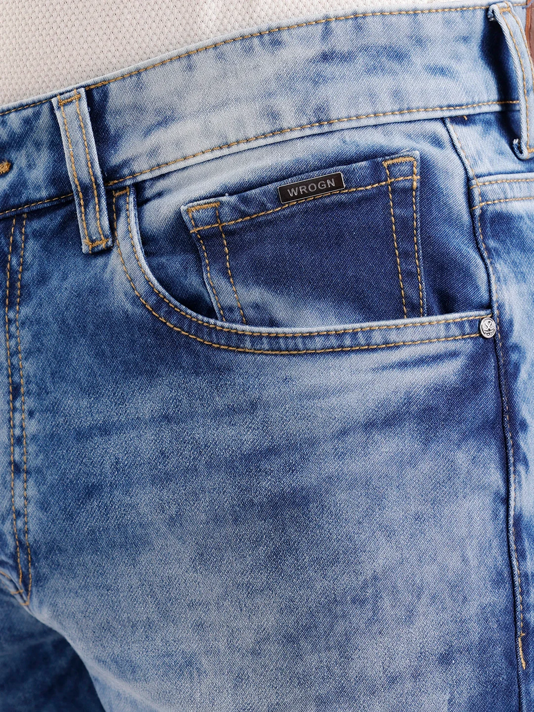 Light Distressed Skinny Crop Denim Jeans  | Blue - Image 5