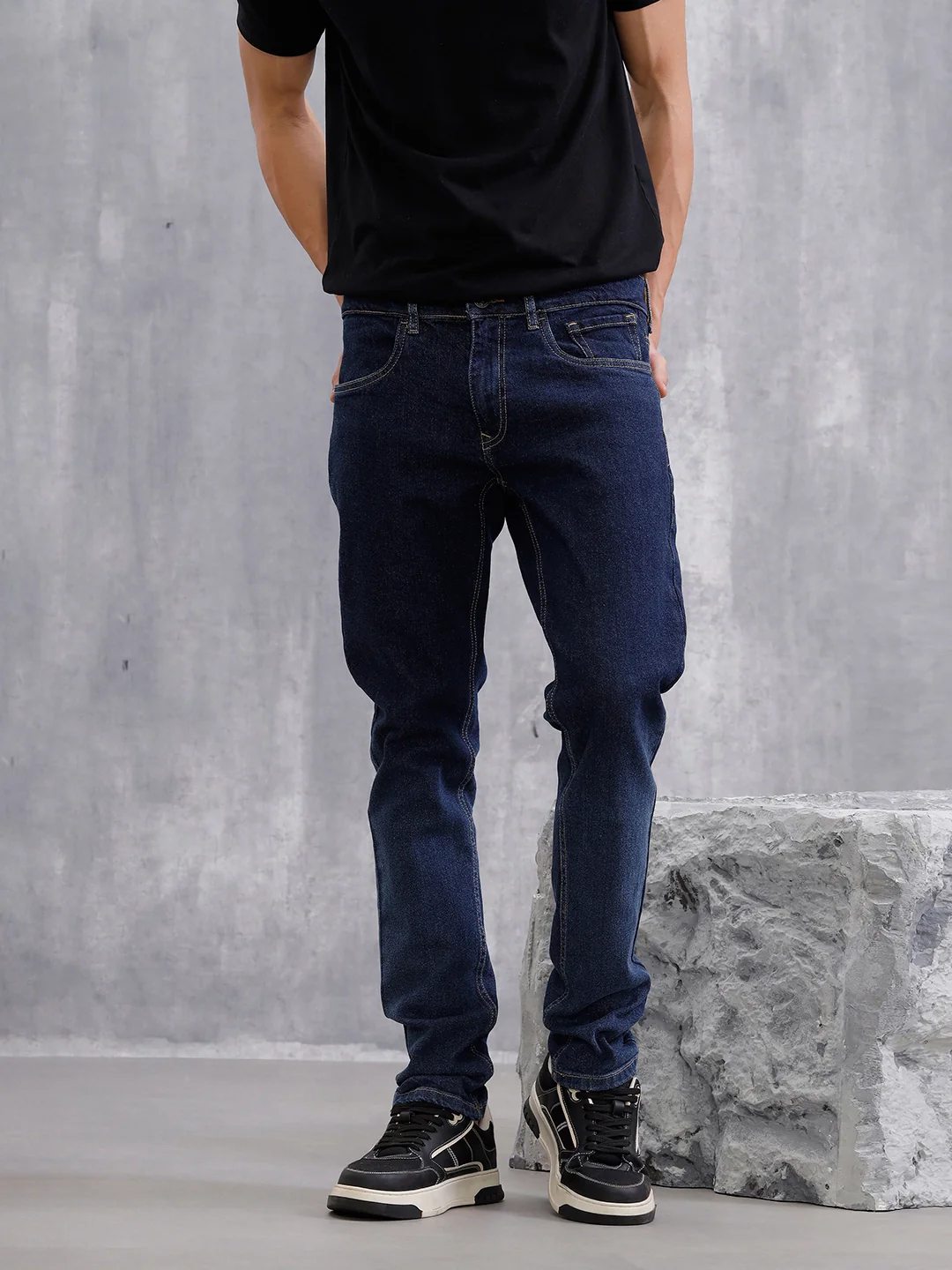 Light Fade Slim Fit Jeans | Dark Blue - Image 6