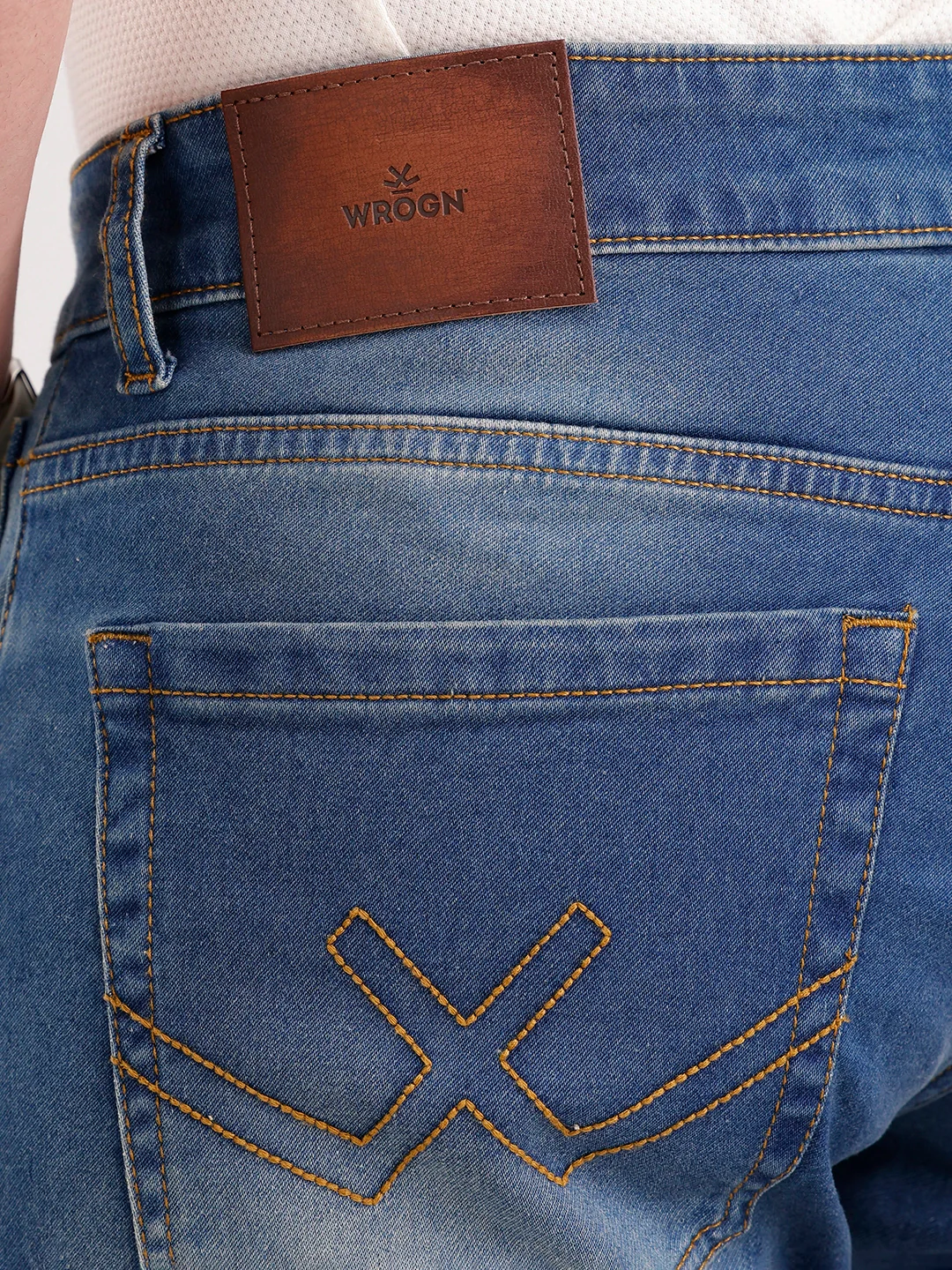 Light Faded Slim Fit Denim Jeans  | Blue - Image 6
