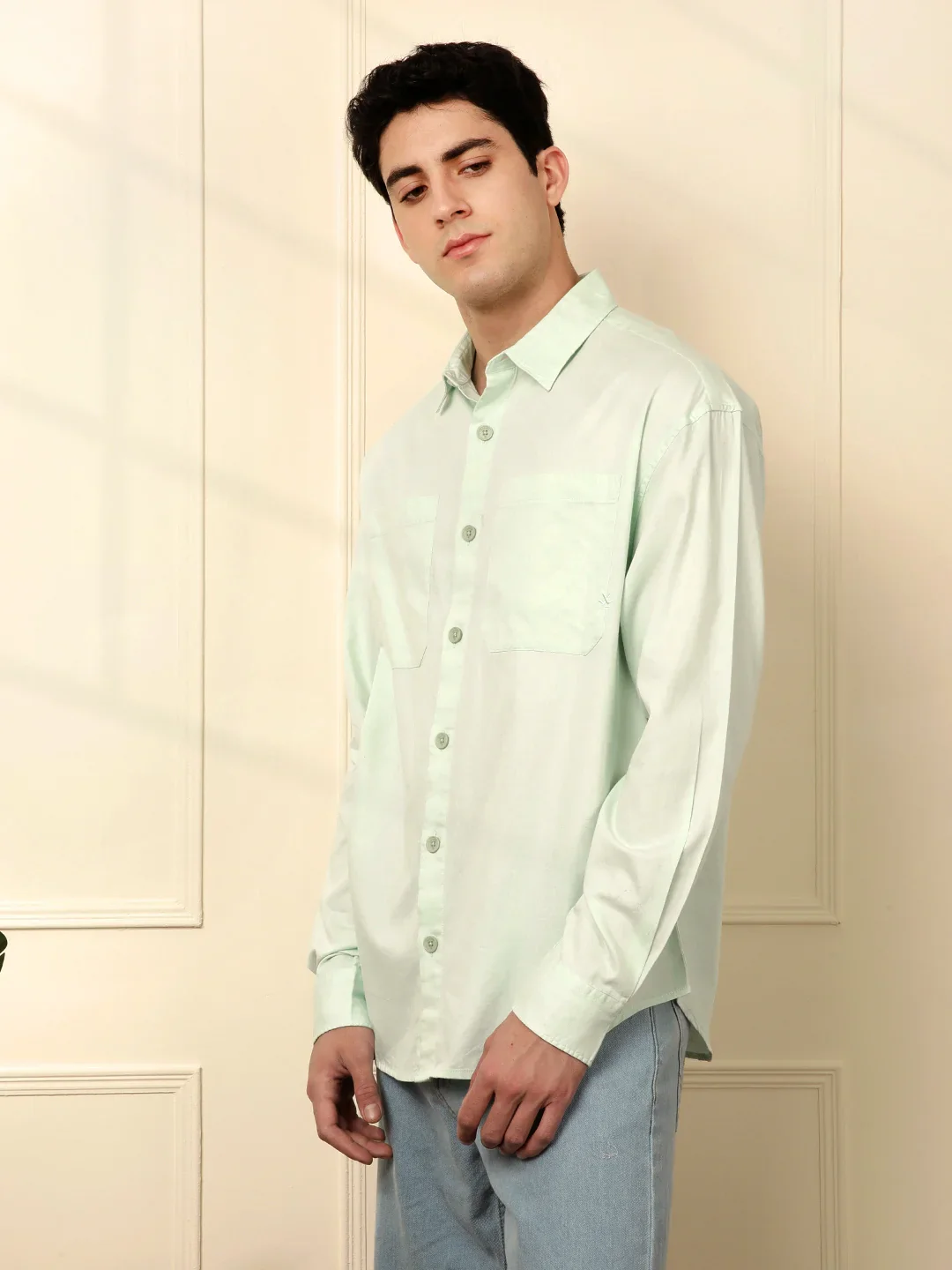 Light Green Double Pocket Oversized Shirt - Image 4