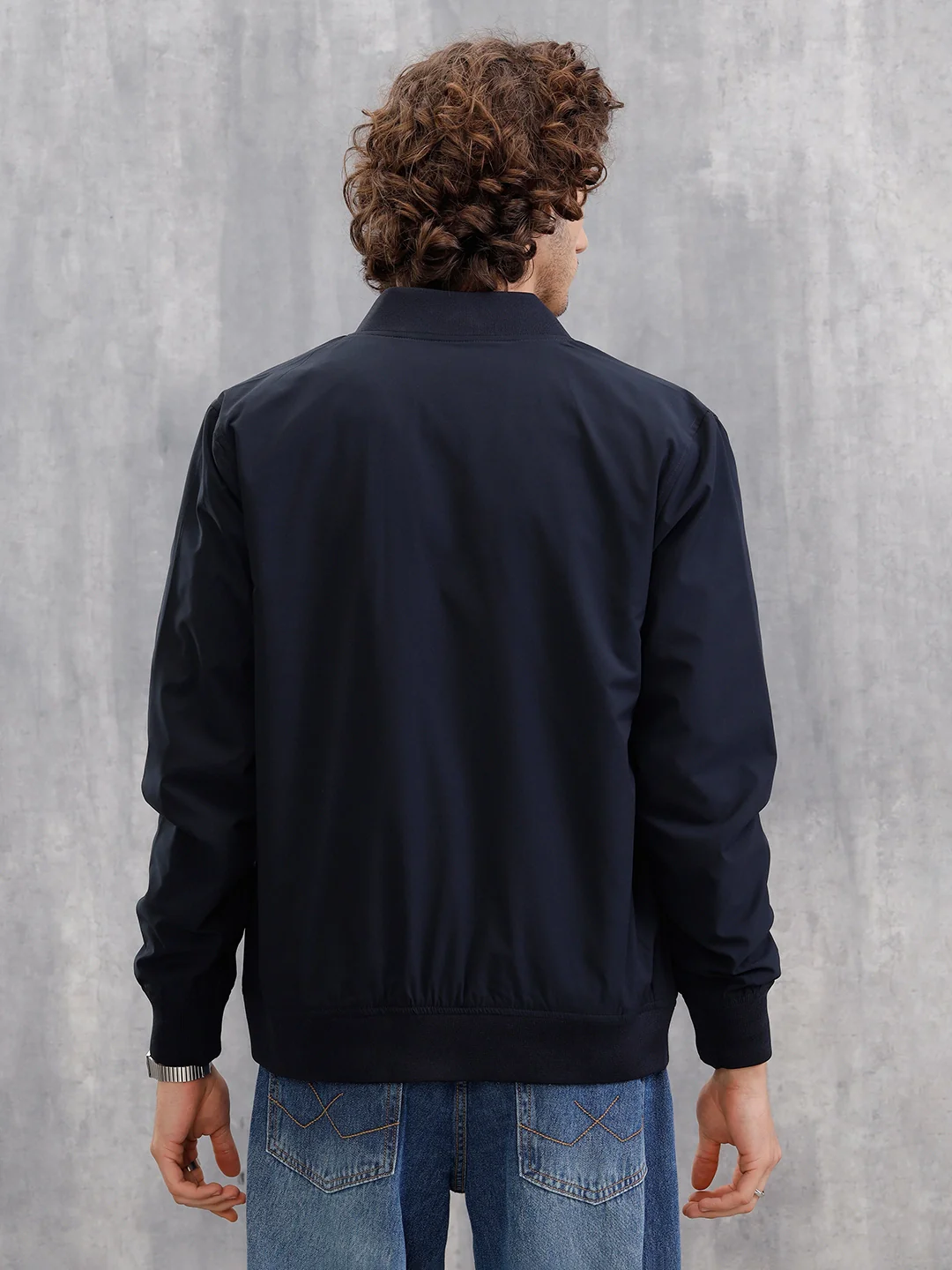 Lightweight Shell Slim Fit Bomber Jacket  |  Navy Blue - Image 3