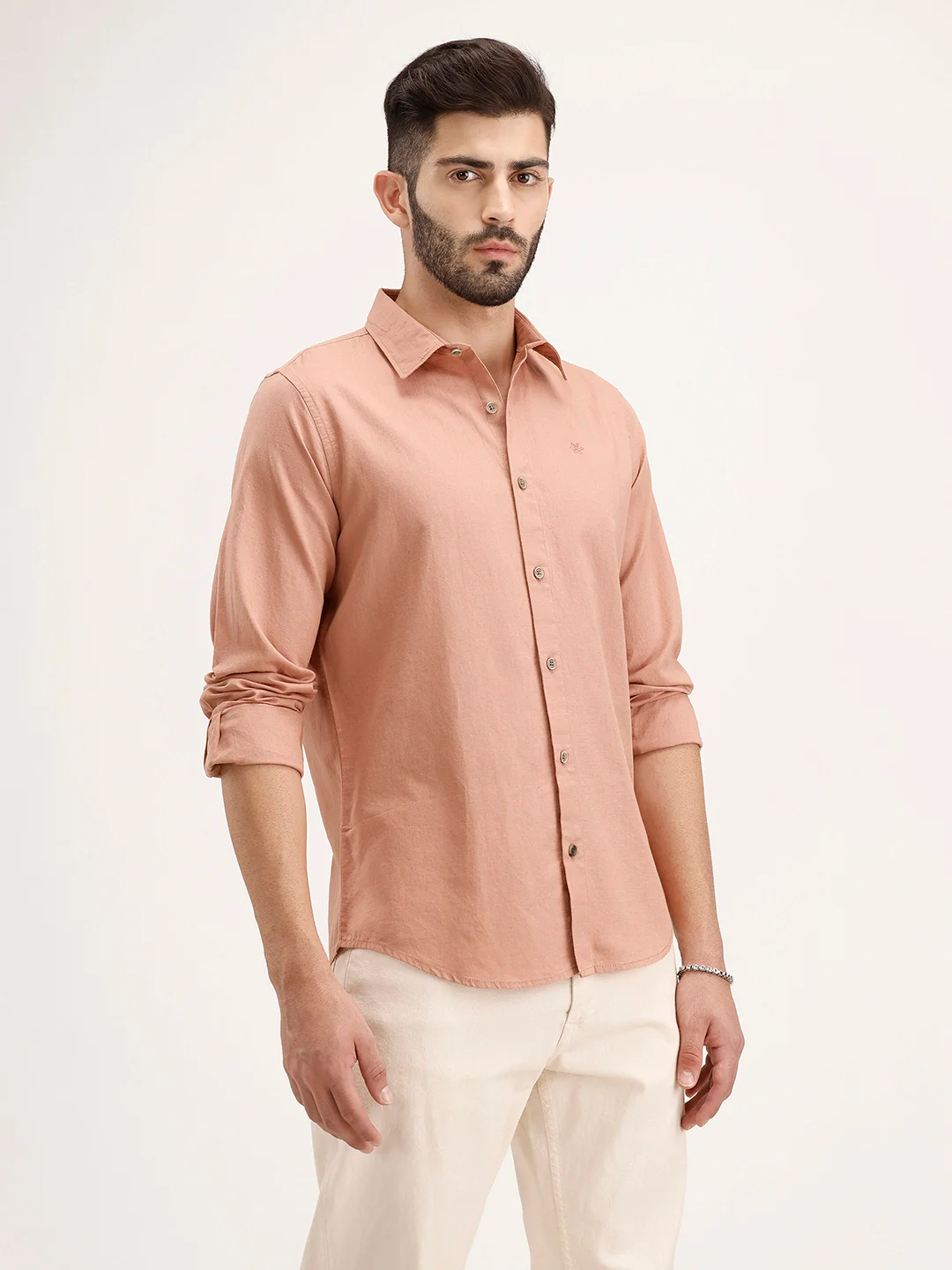 Regular Fit Linen Blend Shirt | Light Brown - Image 6