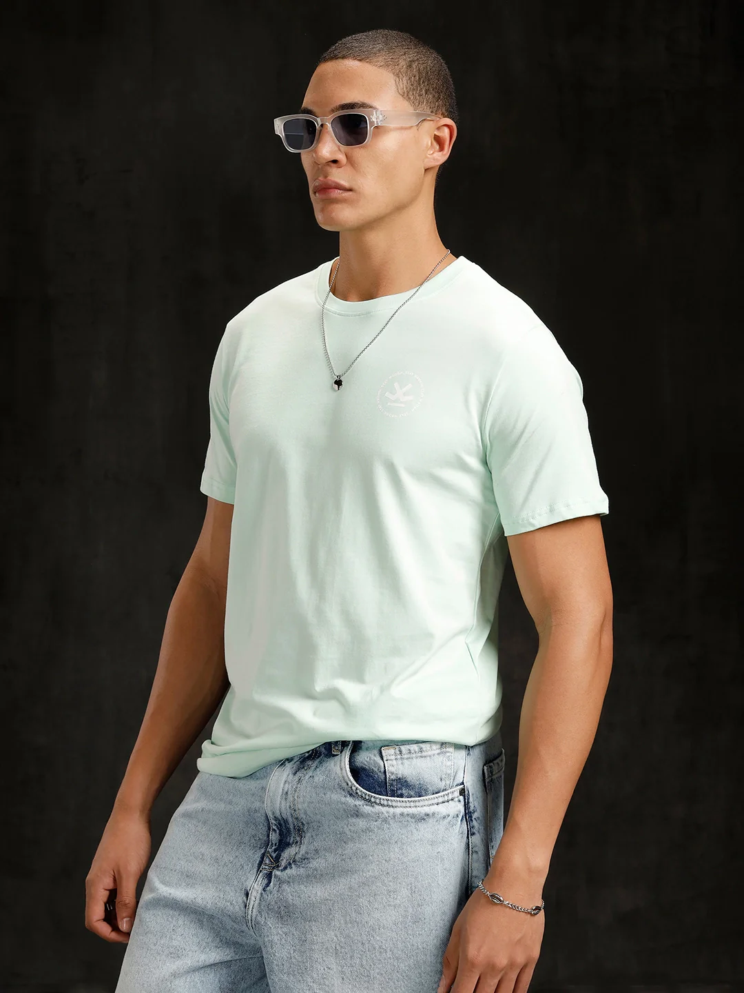Logo Placement Printed T-Shirt | Light Green - Image 4