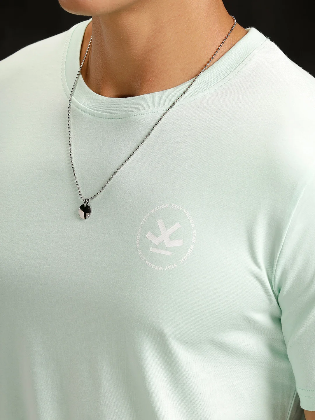 Logo Placement Printed T-Shirt | Light Green - Image 5