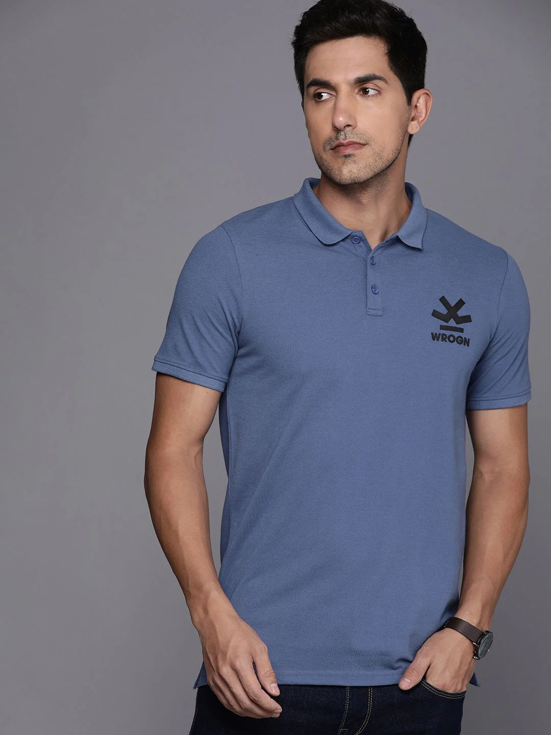 Logo Printed Blue Polo T-Shirt - Image 3