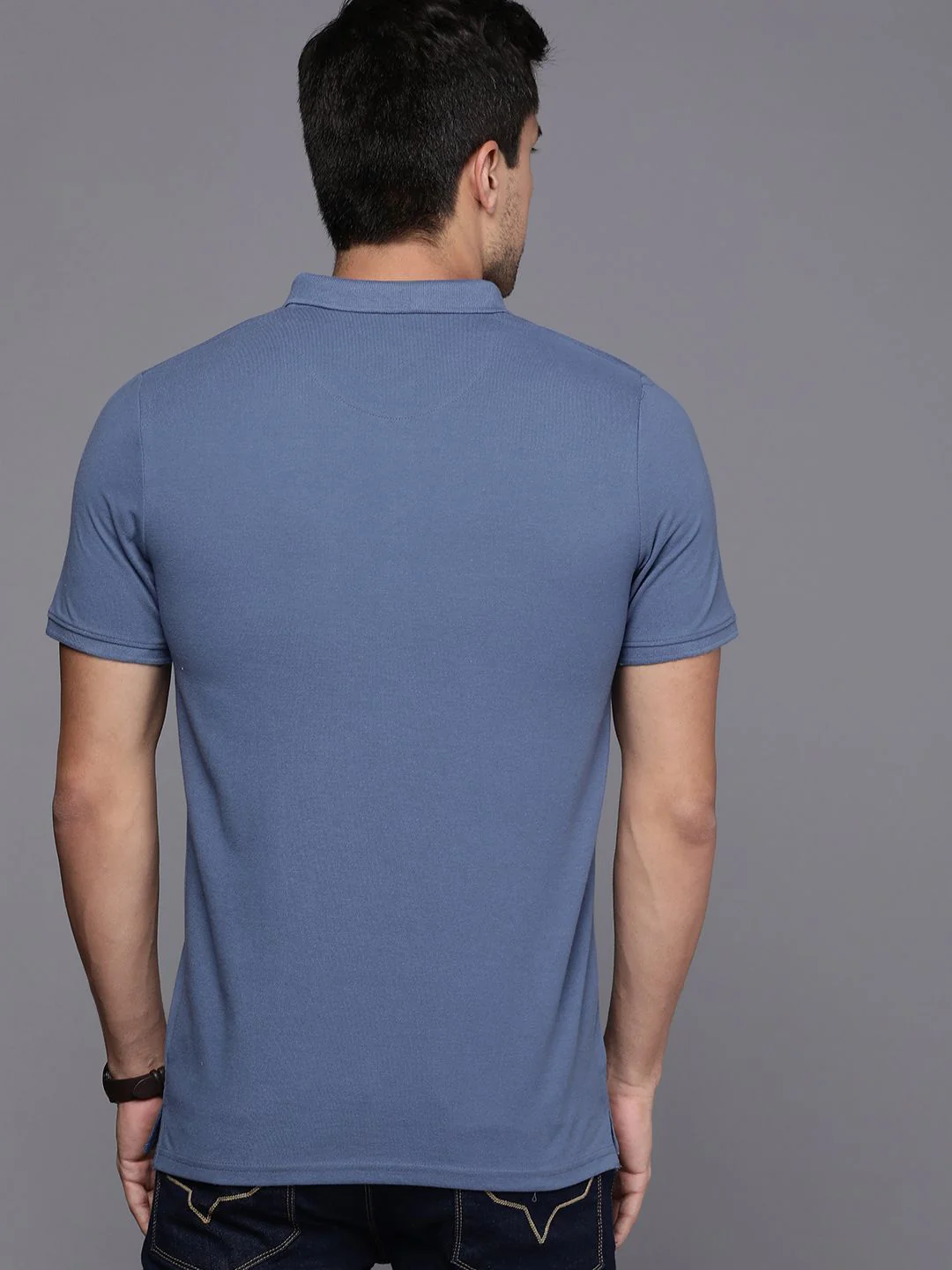 Logo Printed Blue Polo T-Shirt - Image 4