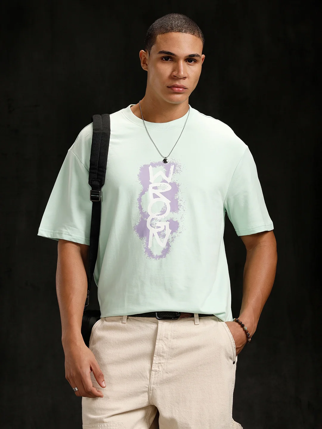 Logo Printed Oversized Fit T-Shirt | Light Green - Image 3