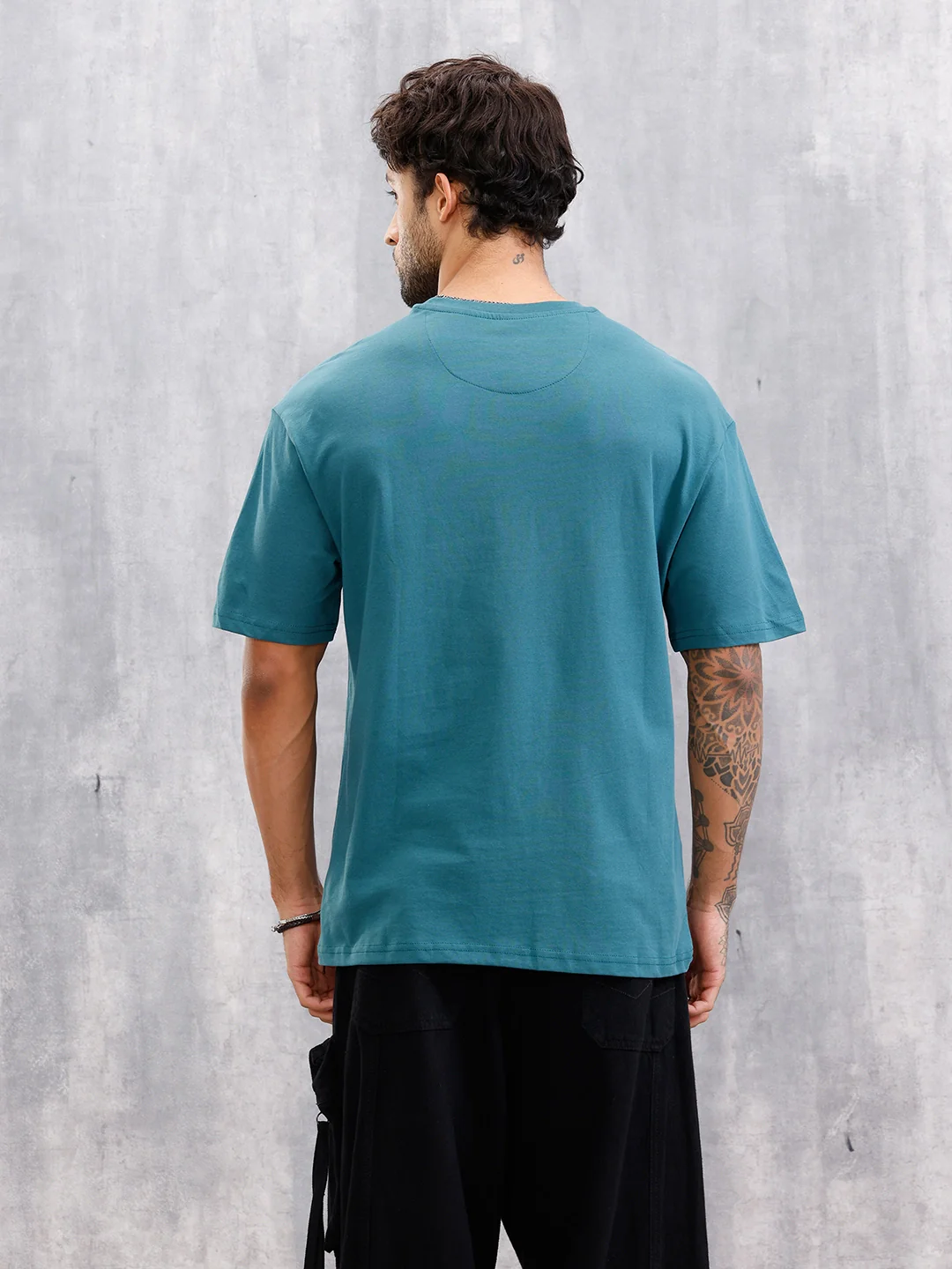 Logo Printed Oversized Fit T-Shirt | Teal - Image 3