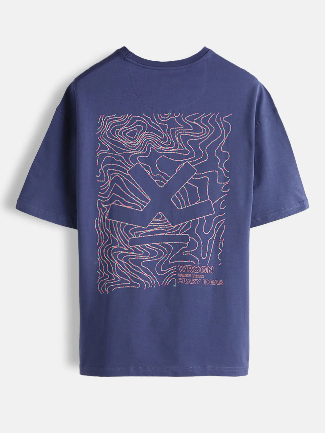 Logo Printed Oversized T-Shirt | Dark Blue - Image 3