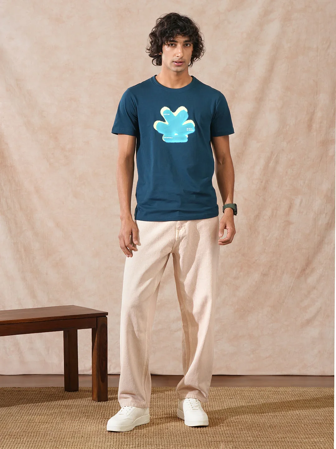 Logo Printed Slim Fit T-Shirt | Teal - Image 2