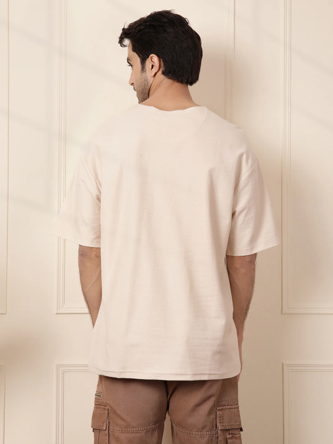 Heavy GSM Raw Edge Collar T-Shirt - Image 4