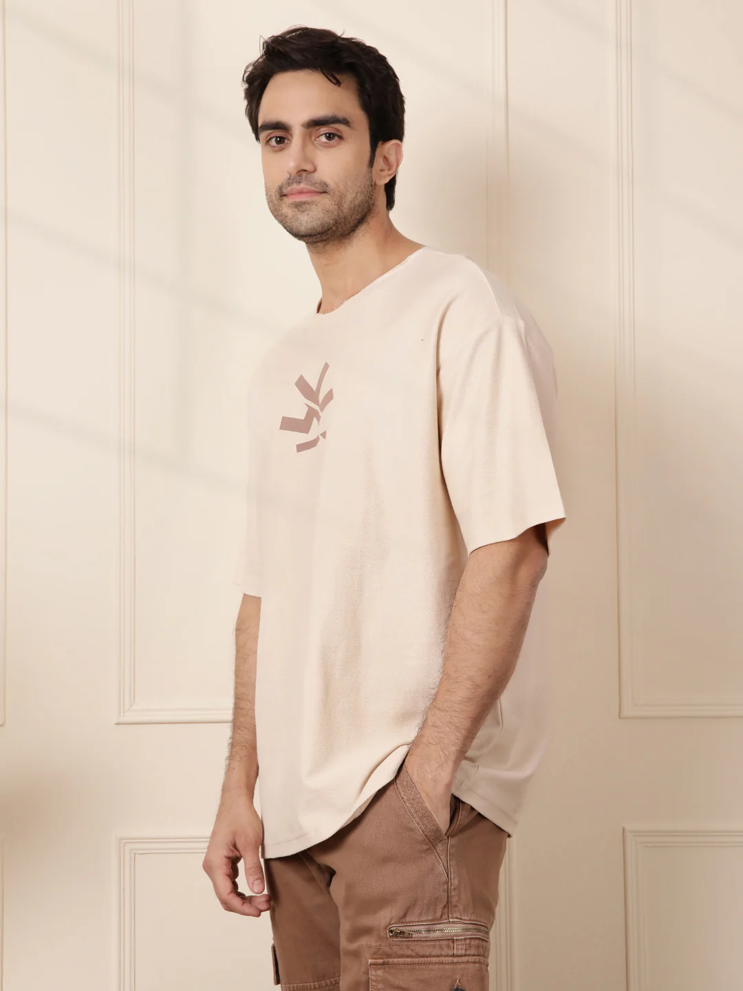 Heavy GSM Raw Edge Collar T-Shirt - Image 5