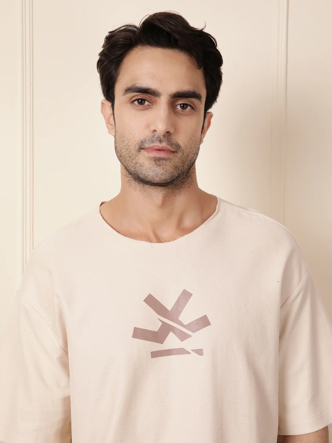 Heavy GSM Raw Edge Collar T-Shirt - Image 7