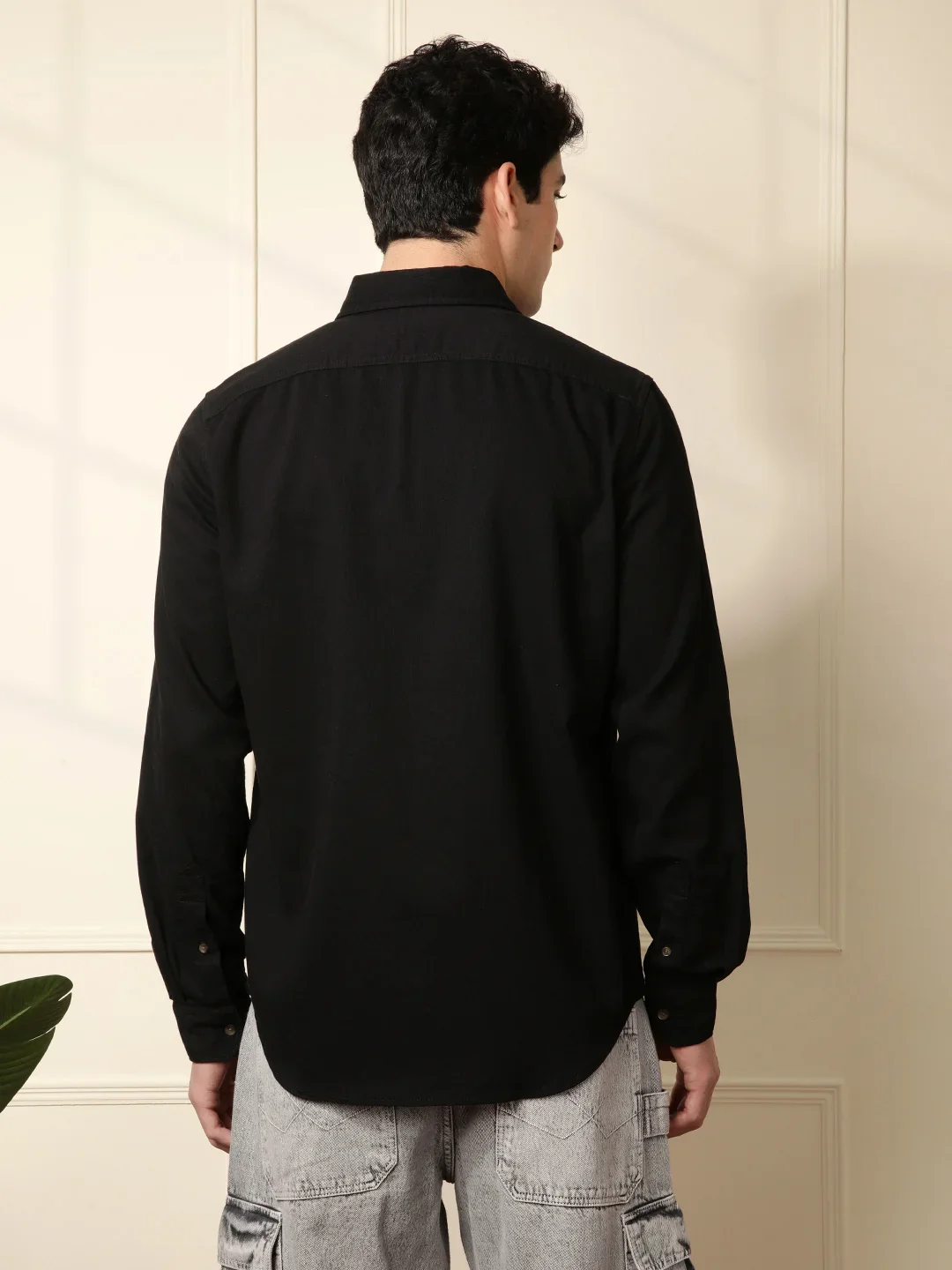 Fine Corduroy Slim Fit Shirt | Black - Image 3
