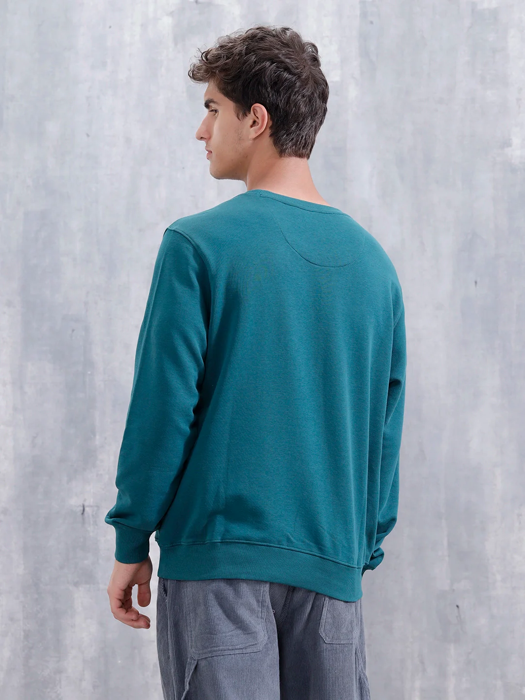 Loop Terry Cotton Brand Carrier Sweatshirt | Teal - Image 3