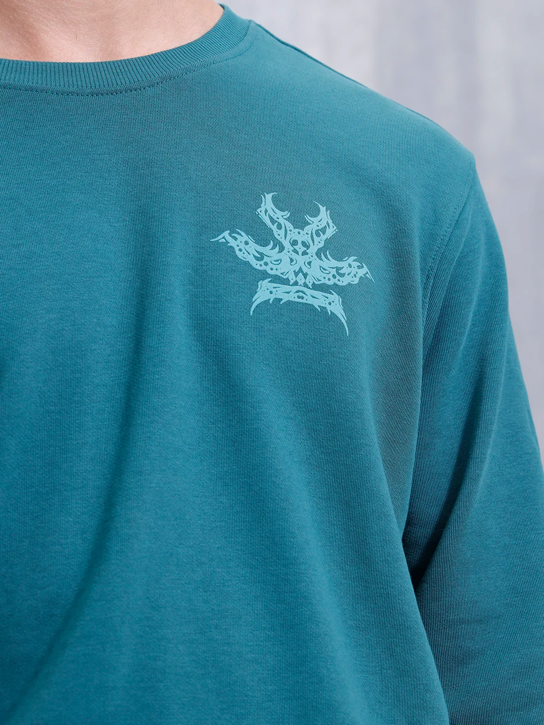 Loop Terry Cotton Brand Carrier Sweatshirt | Teal - Image 5