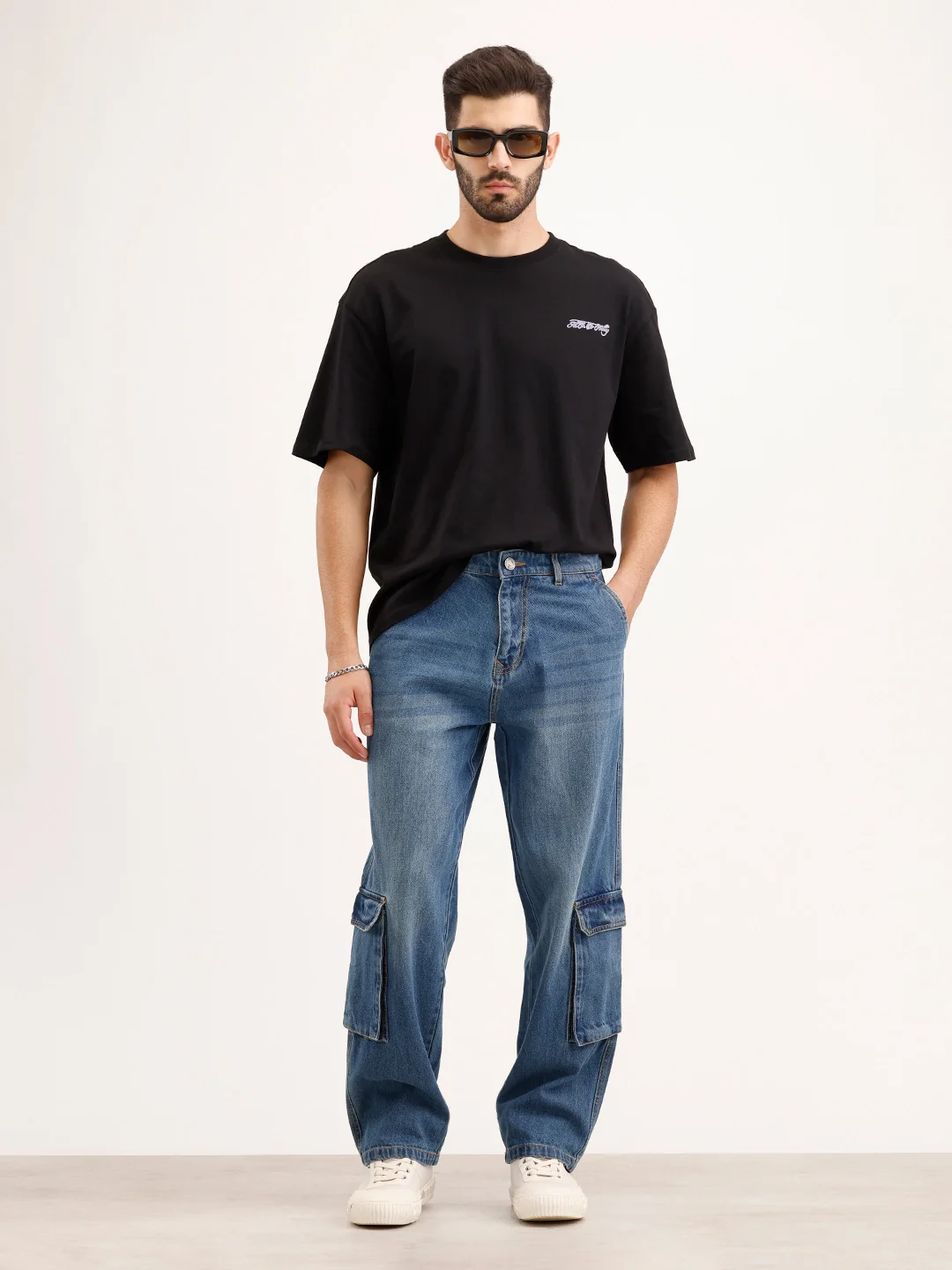 Loose FiT Cargo Denim Jeans | Blue - Image 2
